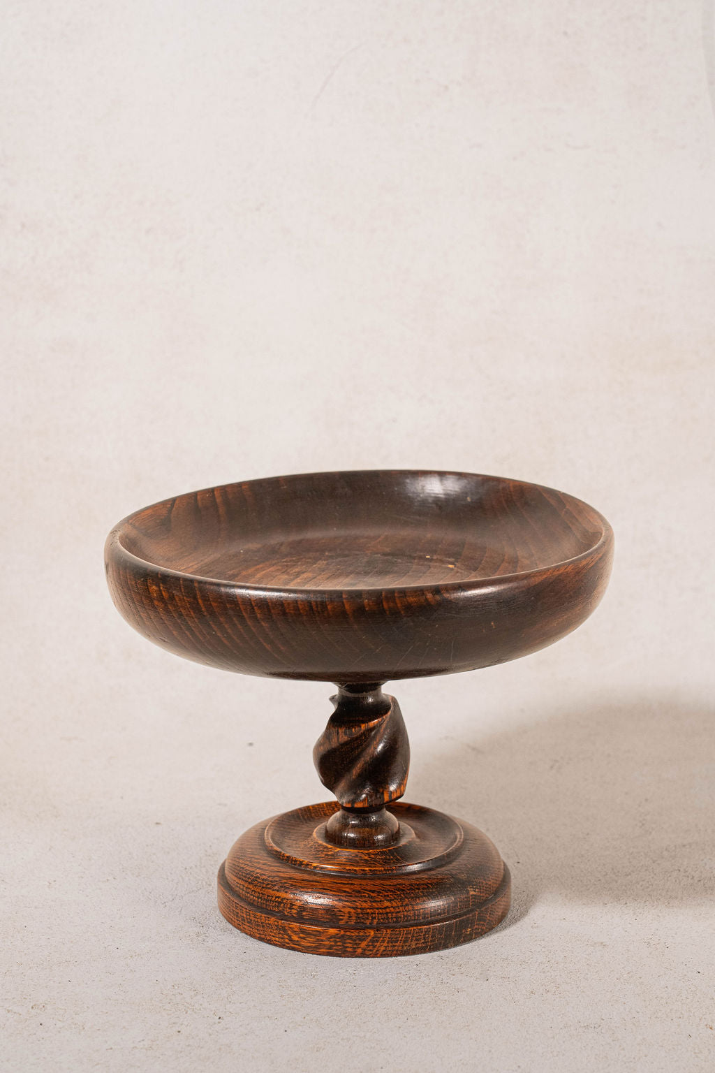 Antique English Oak Barley Twist Compote (c. 1900)