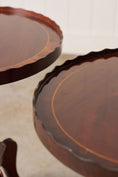 Load image into Gallery viewer, PAIR English Mahogany Side Tables with Scalloped Lip (c. 1930)
