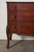 Load image into Gallery viewer, French Louis XV Style Mahogany + Satinwood Book-Matched Veneered 3-Drawer Commode
