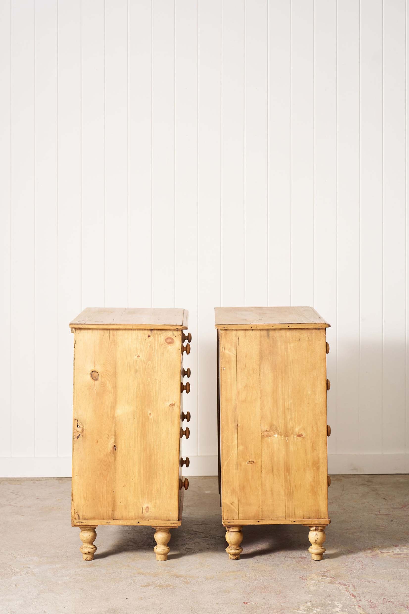 Matched PAIR 19th Century English Pine Chest of Drawers (c. 1880)