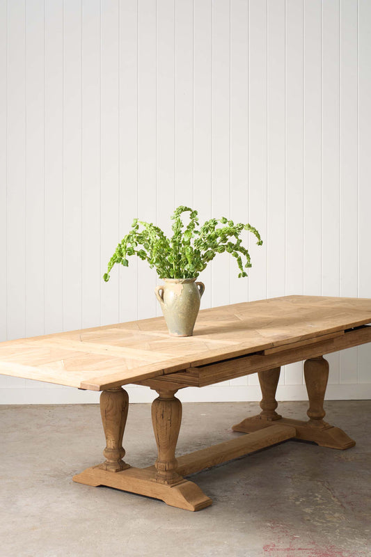 Bleached French Oak Parquetry Dining Table (c. 1900)