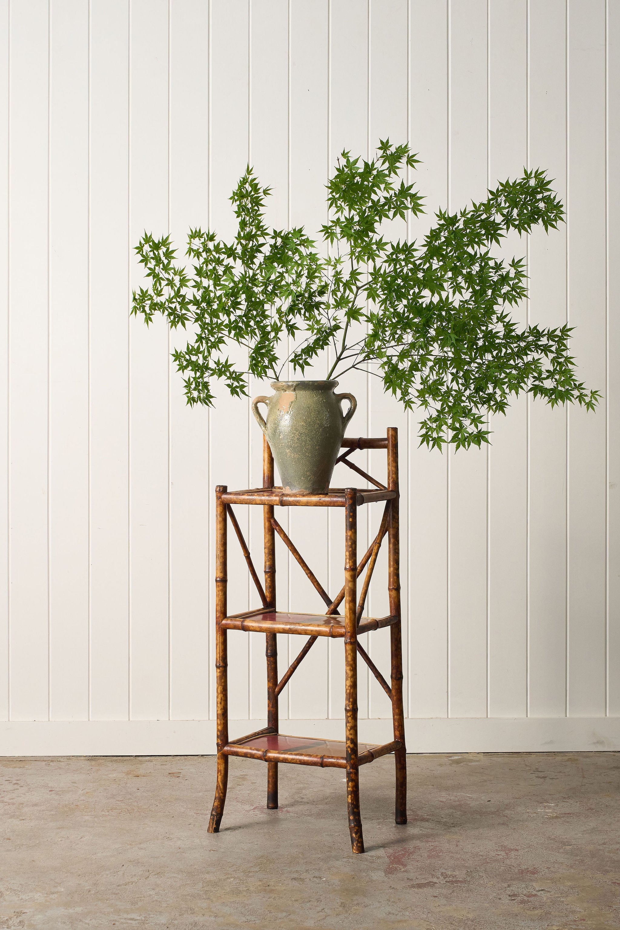 19th Century Tortoise Bamboo Three Tier Étagère with Original Lacquer (c.1880)
