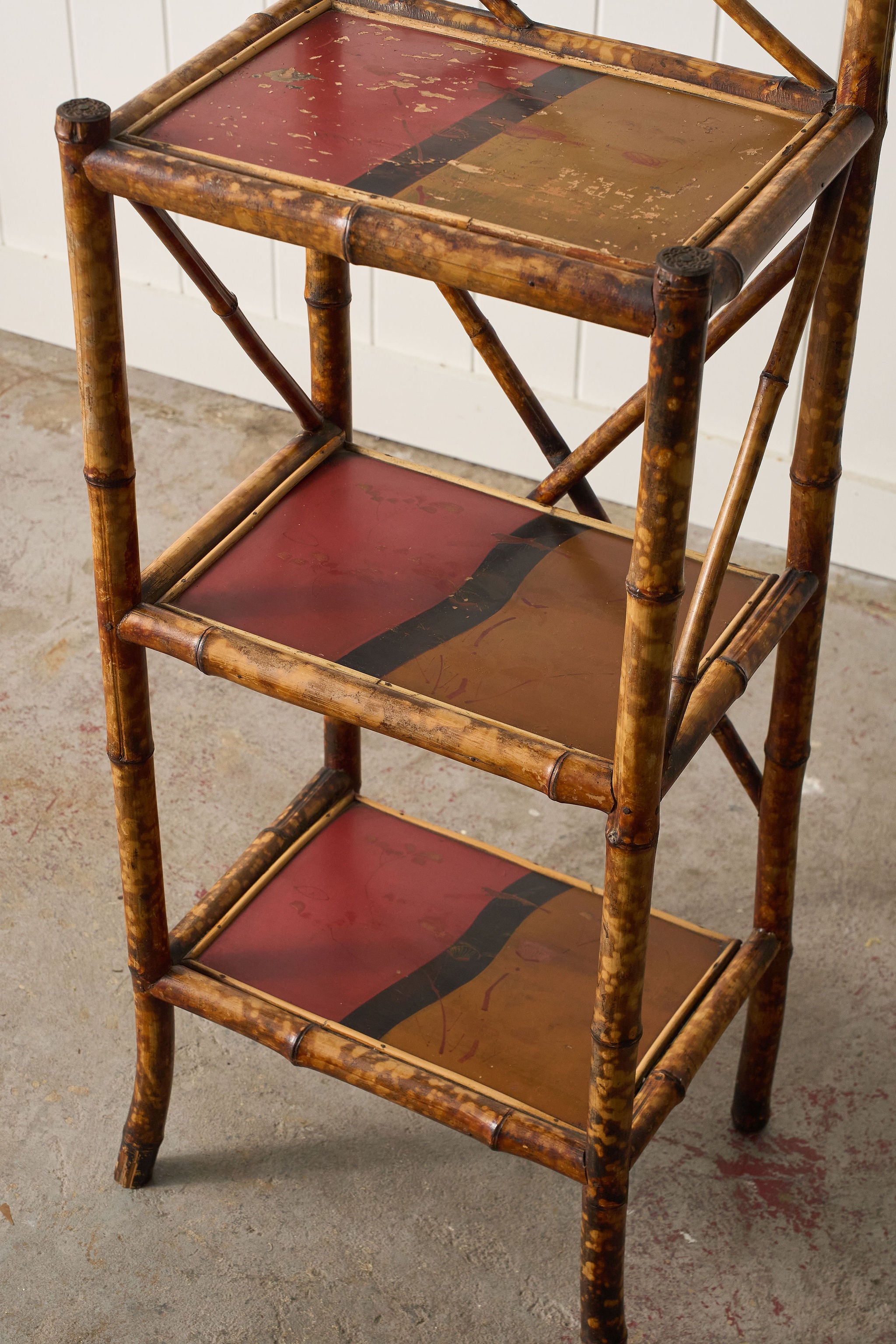 19th Century Tortoise Bamboo Three Tier Étagère with Original Lacquer (c.1880)