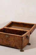 Load image into Gallery viewer, Antique Burl Walnut Tea Caddy with Claw Feet
