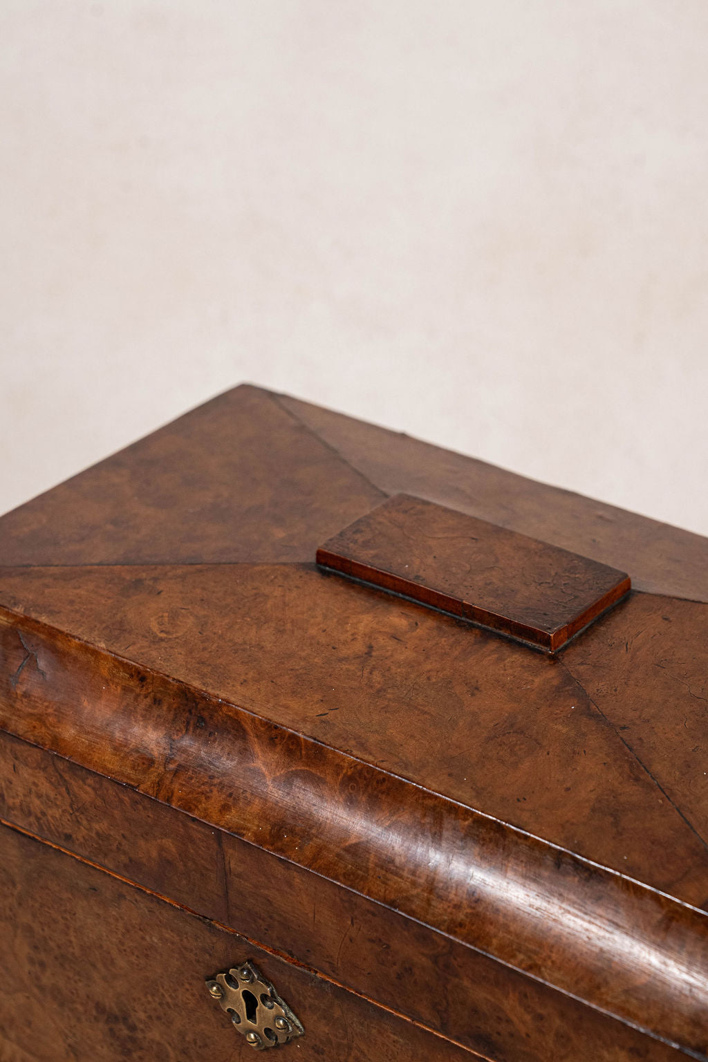 Antique Burl Walnut Tea Caddy with Claw Feet