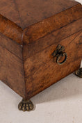 Load image into Gallery viewer, Antique Burl Walnut Tea Caddy with Claw Feet
