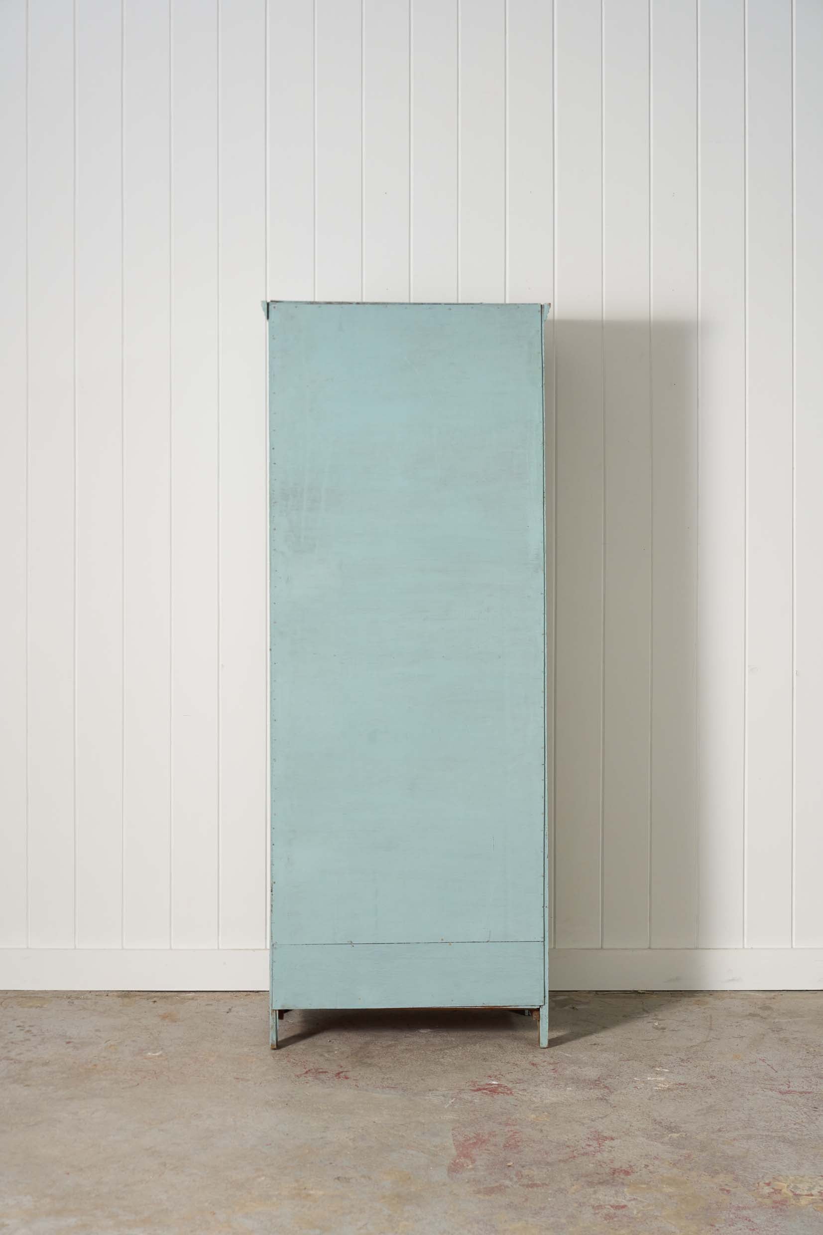 Blue Painted English Pine Single Door Cabinet Cupboard