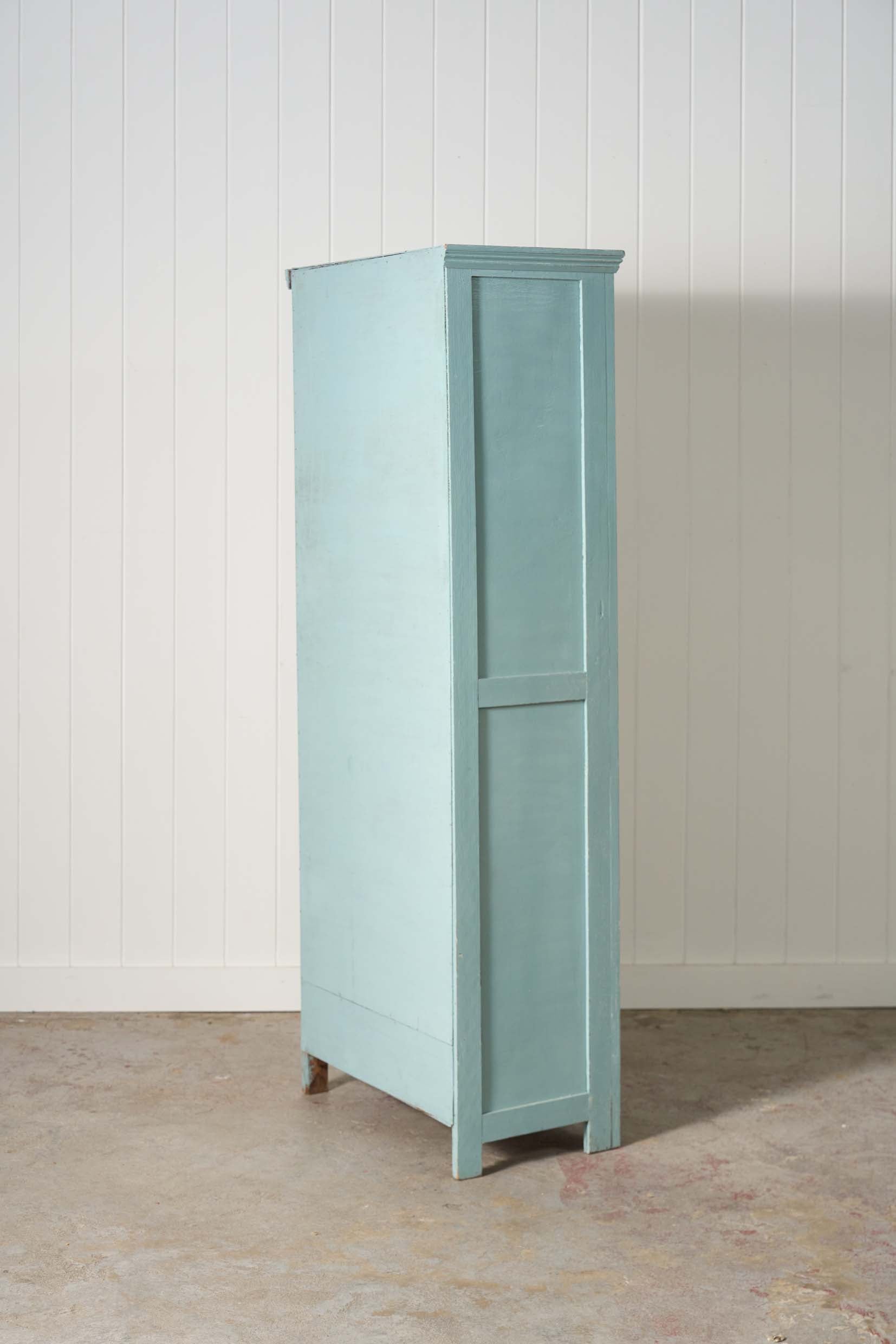 Blue Painted English Pine Single Door Cabinet Cupboard