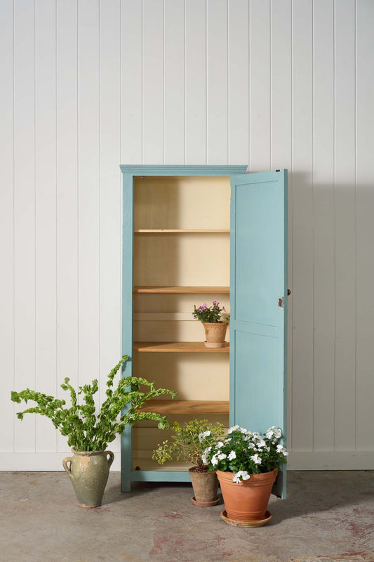 Blue Painted English Pine Single Door Cabinet Cupboard