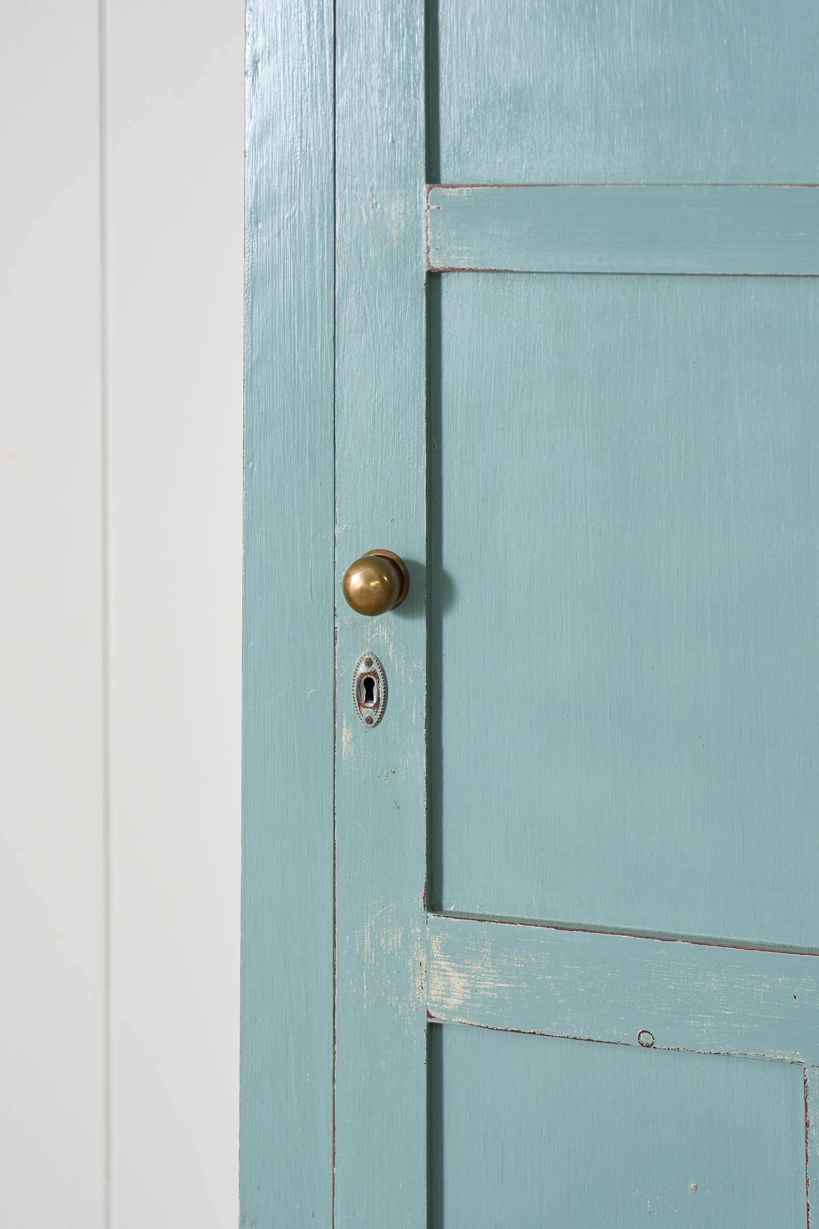 Blue Painted English Pine Single Door Cabinet Cupboard