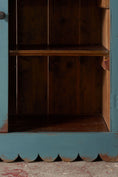 Load image into Gallery viewer, Petite Antique English Blue Painted Cabinet with Interior Shelves + Scalloped Apron
