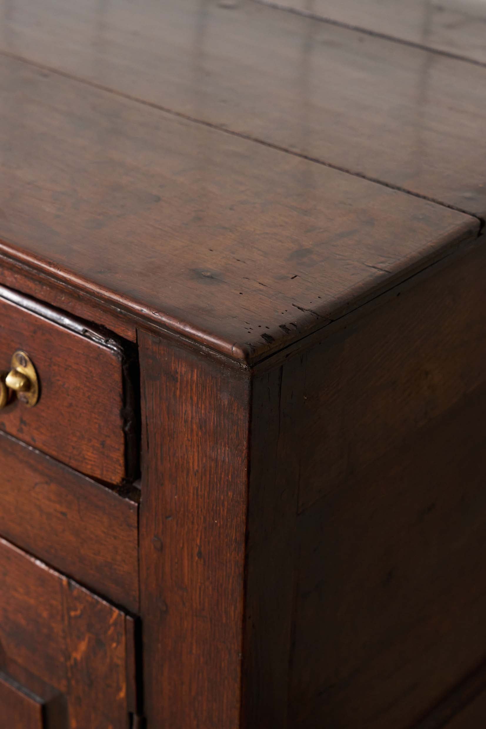 18th Century Oak Dresser Base with Raised Panel Cupboard Doors (c. 1740)