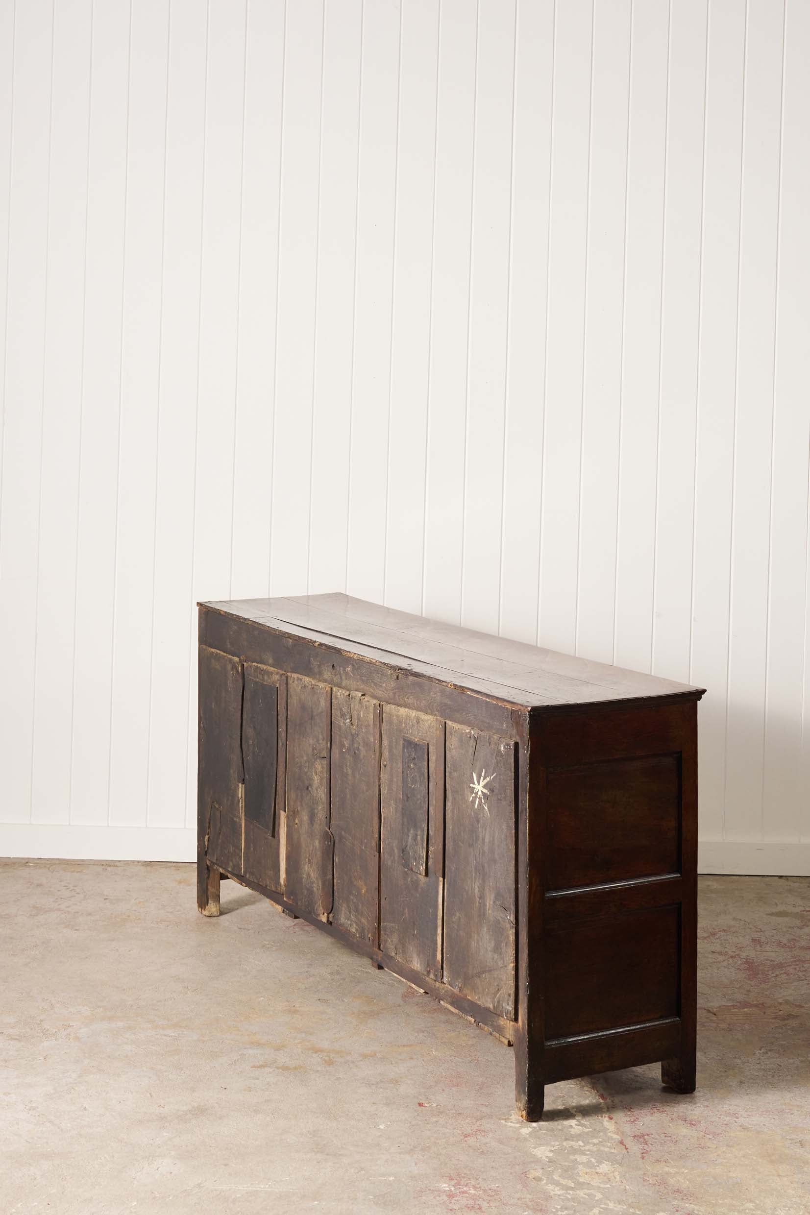 18th Century Oak Dresser Base with Raised Panel Cupboard Doors (c. 1740)