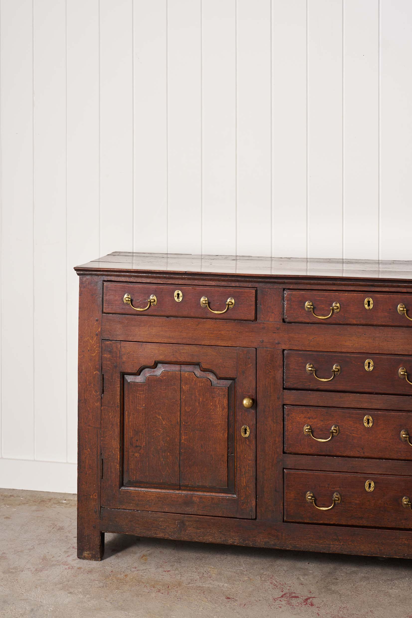 18th Century Oak Dresser Base with Raised Panel Cupboard Doors (c. 1740)