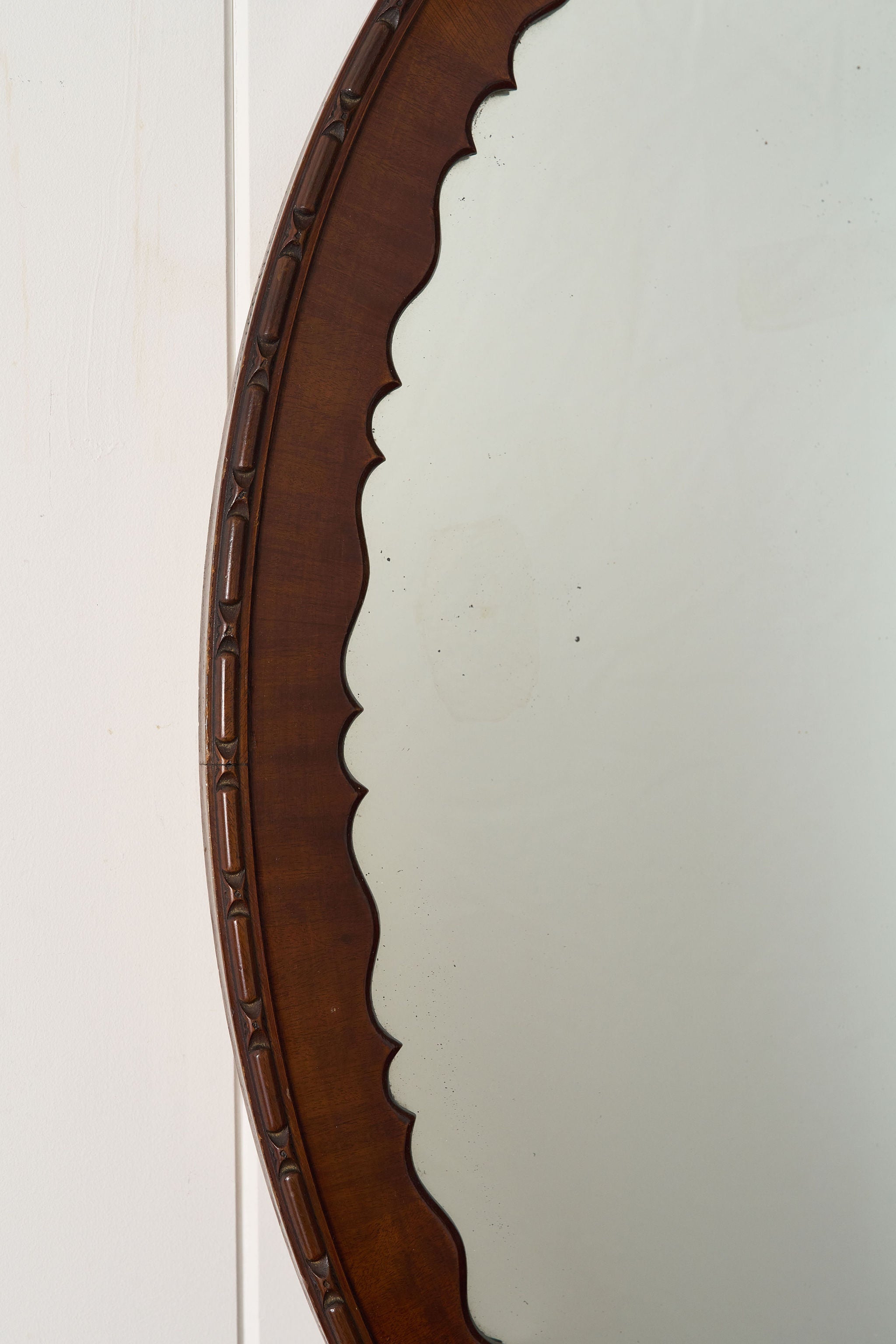 Edwardian Oval Mirror with Interior Scallop + Original Glass