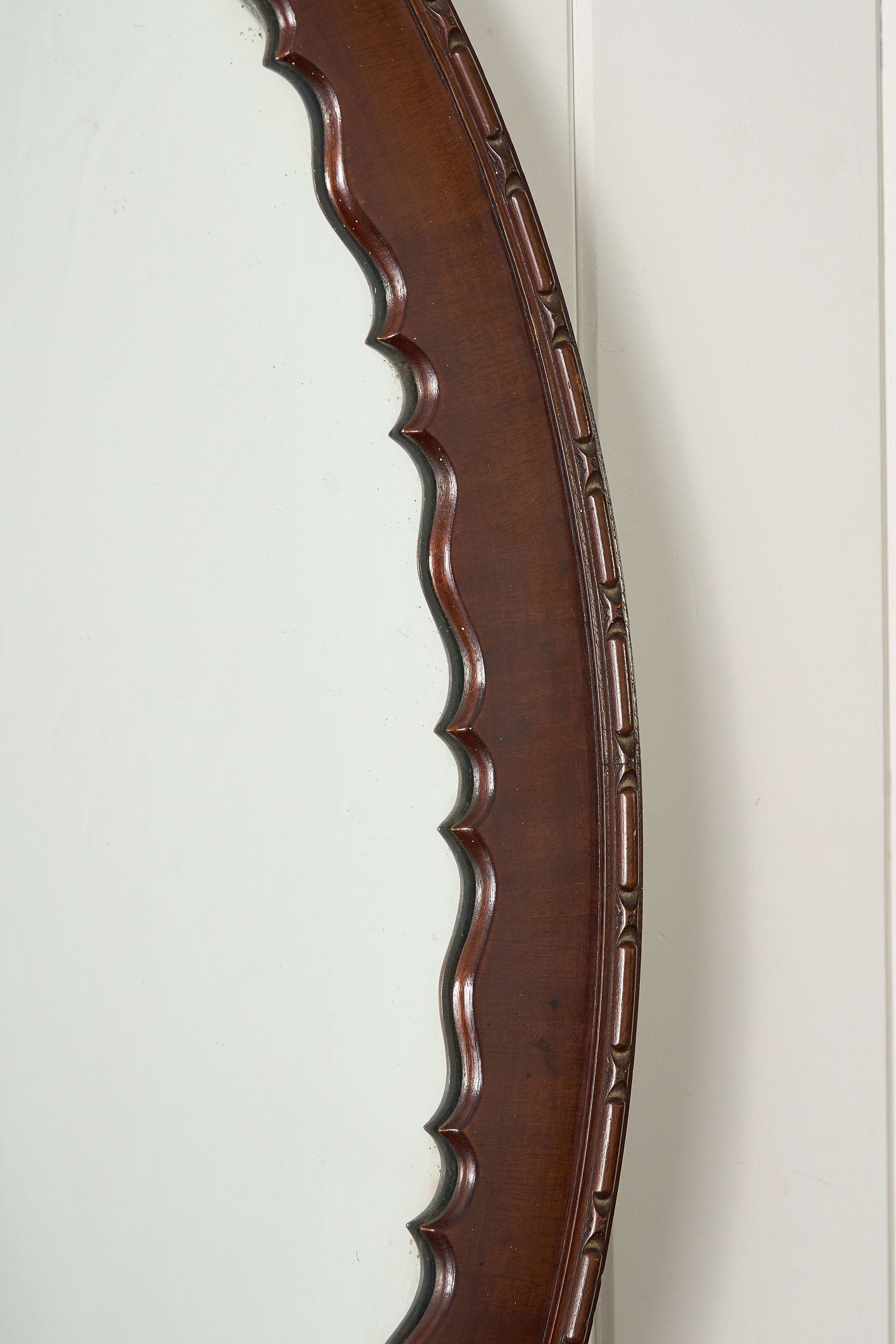 Edwardian Oval Mirror with Interior Scallop + Original Glass