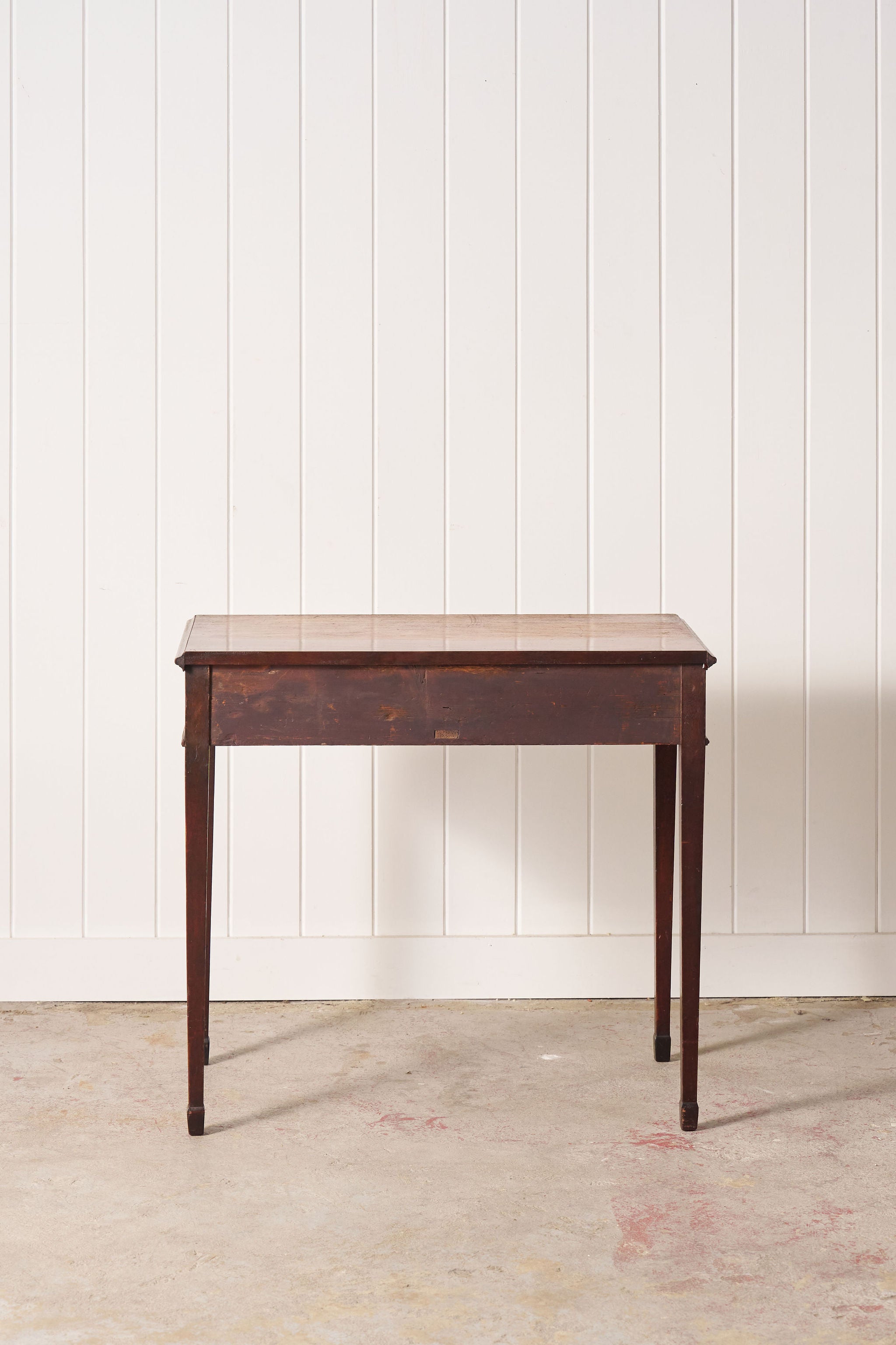 18th Century Georgian Mahogany Two Drawer Desk With Square Tapered Legs and Spade Feet (c. 1790)