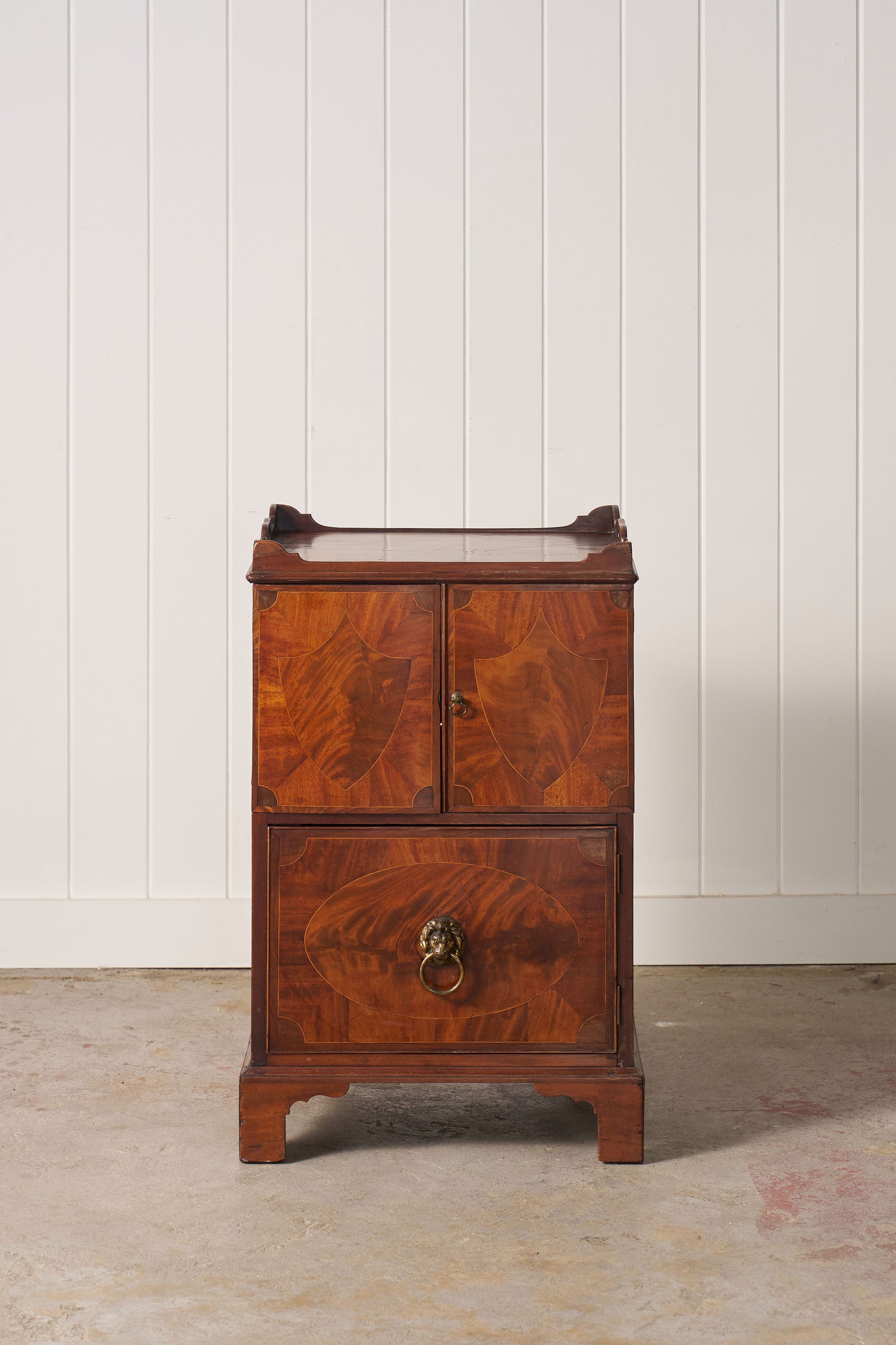 Georgian Inlay Mahogany Night Cabinet with Tray Top (c. 1850)
