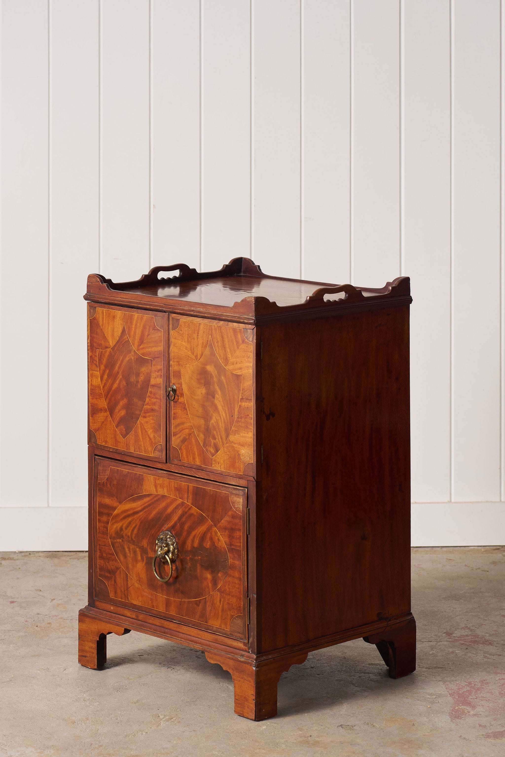 Georgian Inlay Mahogany Night Cabinet with Tray Top (c. 1850)