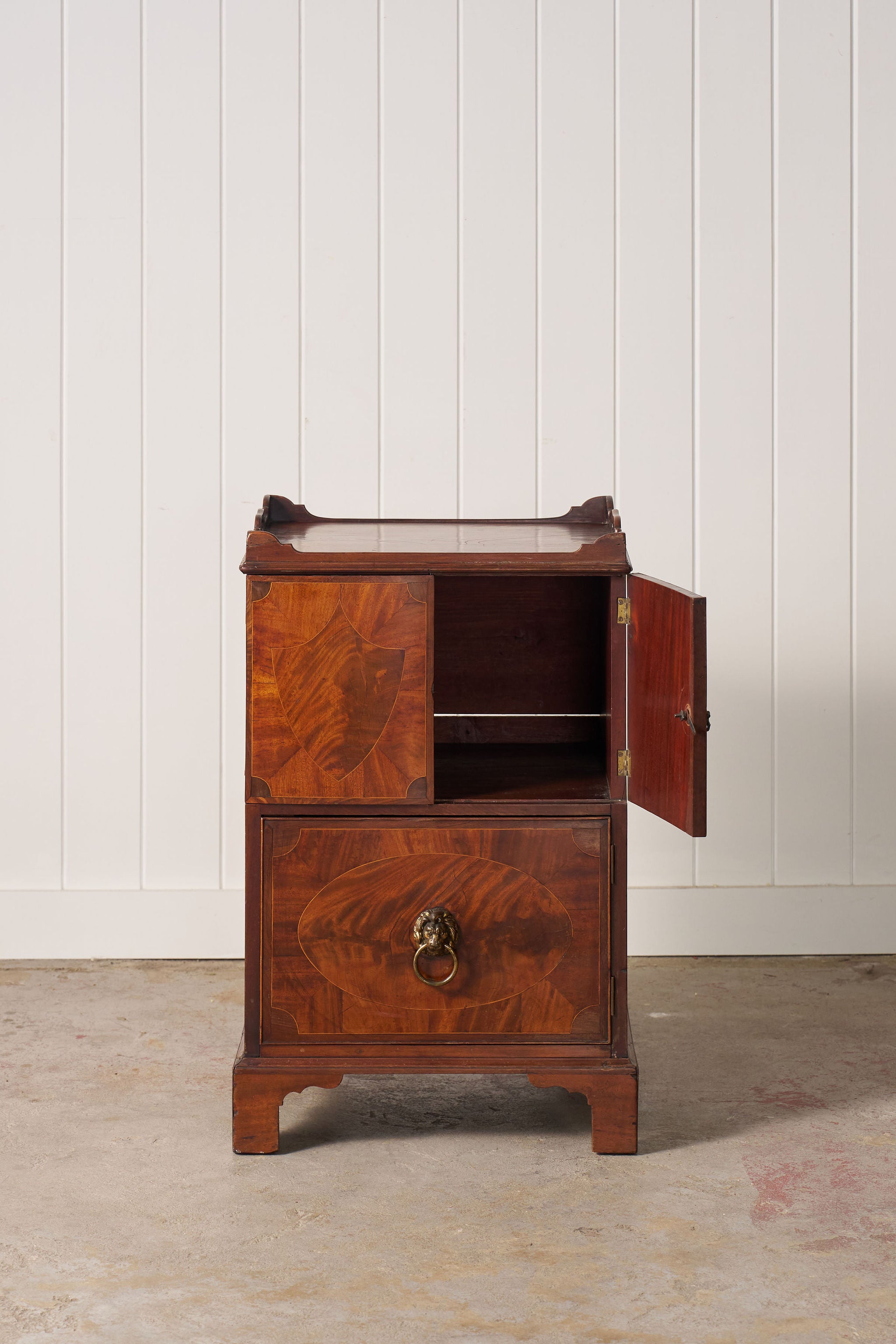 Georgian Inlay Mahogany Night Cabinet with Tray Top (c. 1850)