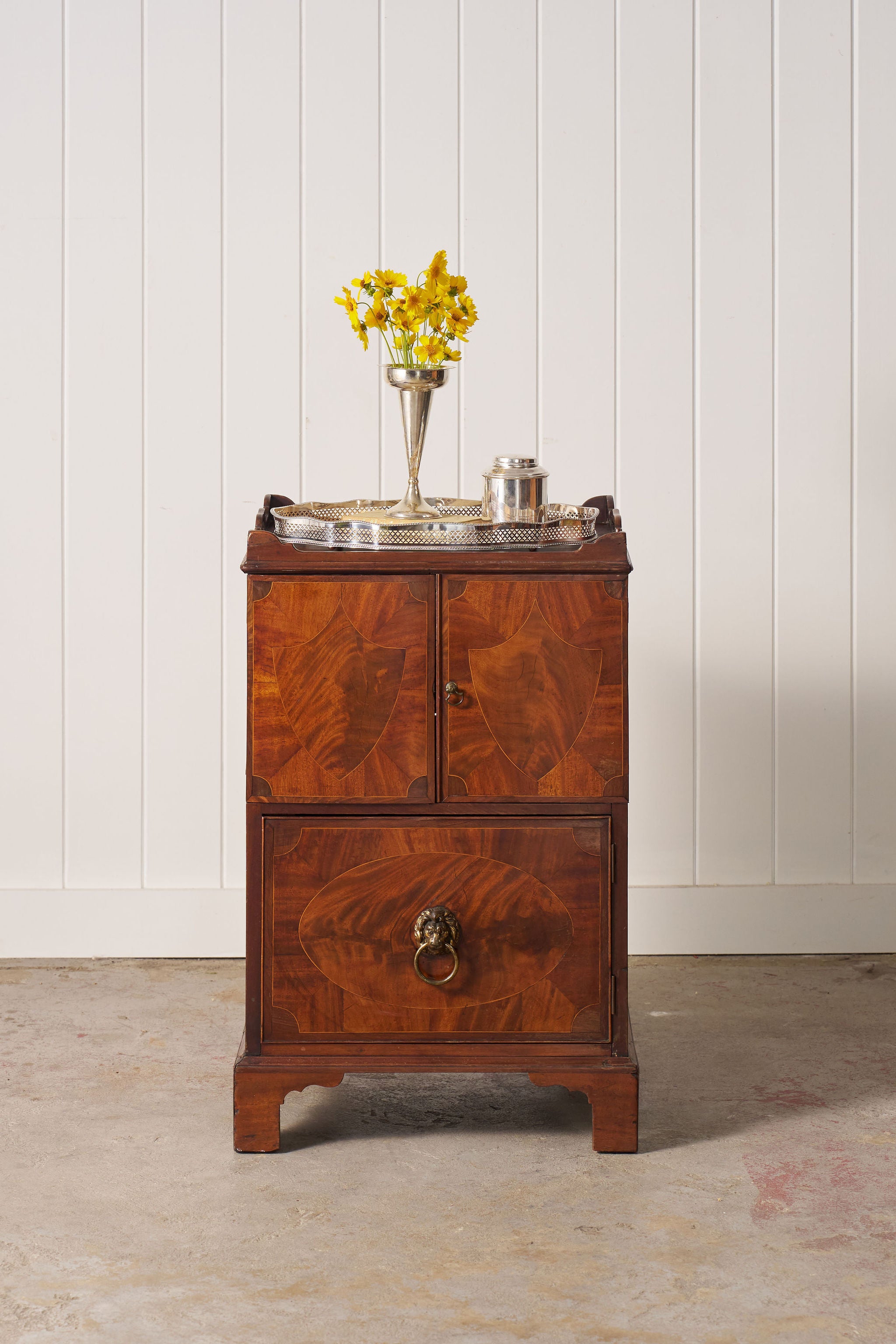 Georgian Inlay Mahogany Night Cabinet with Tray Top (c. 1850)