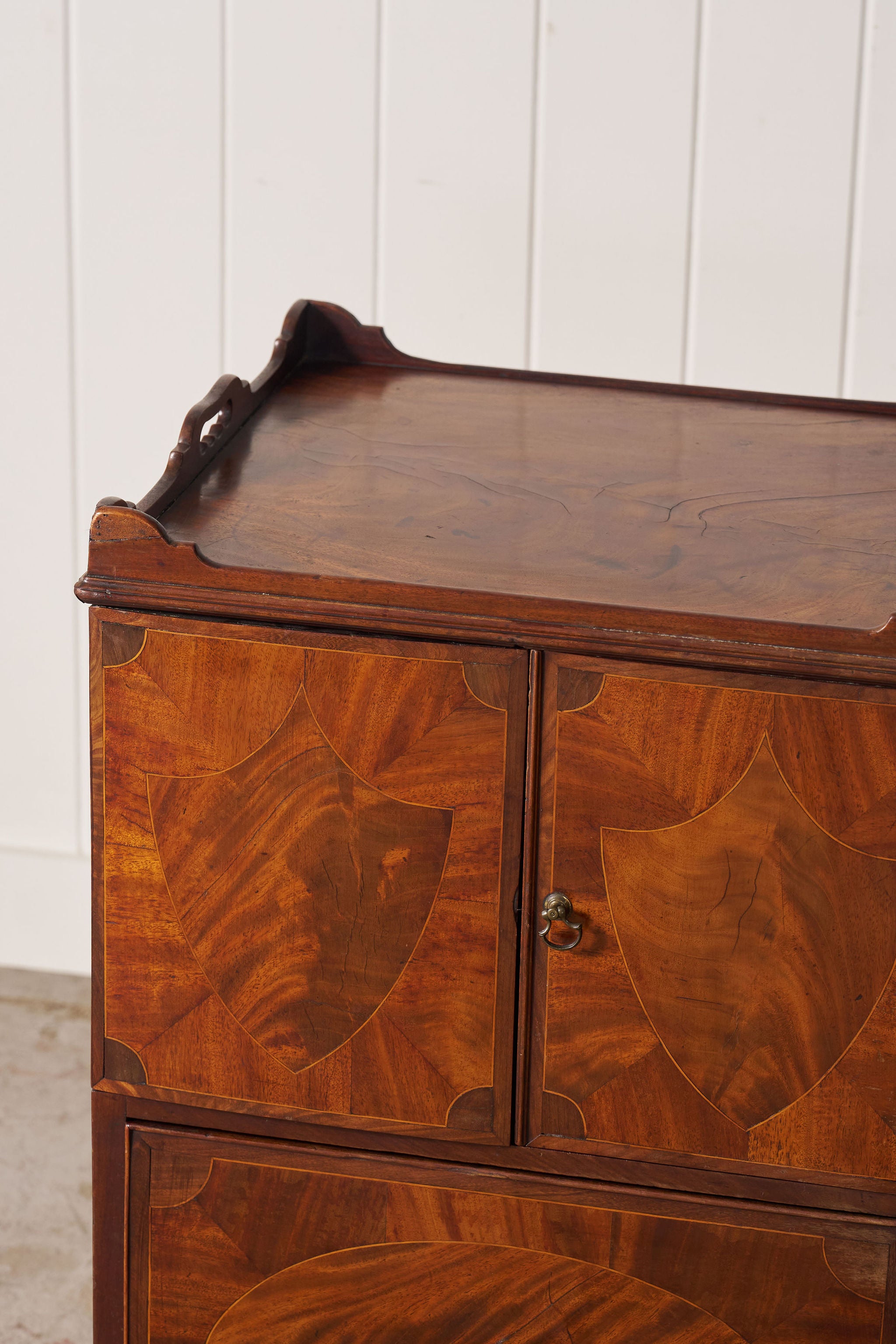Georgian Inlay Mahogany Night Cabinet with Tray Top (c. 1850)