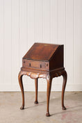 Load image into Gallery viewer, Petite English Walnut Bureau on Queen Anne Style Legs with Carved Shells (c. 1930)
