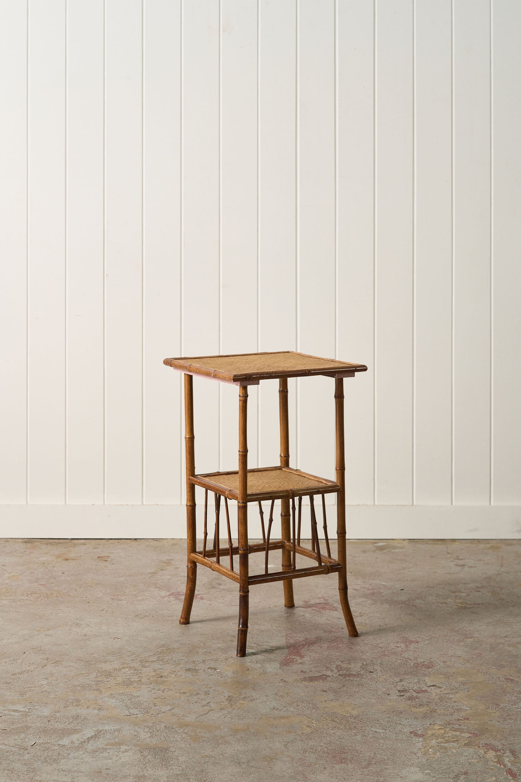 Antique Bamboo Two Tier Side Table