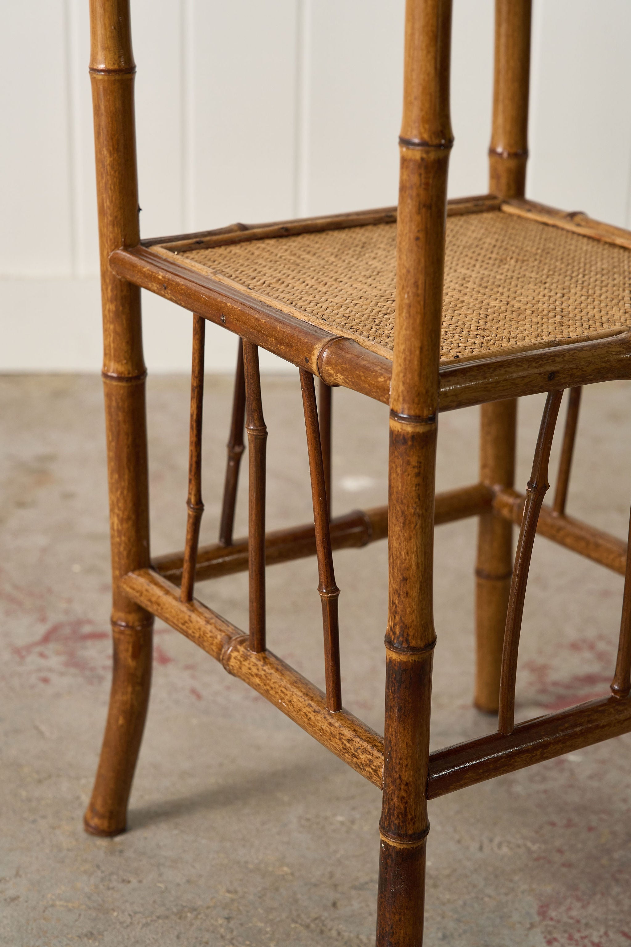 Antique Bamboo Two Tier Side Table