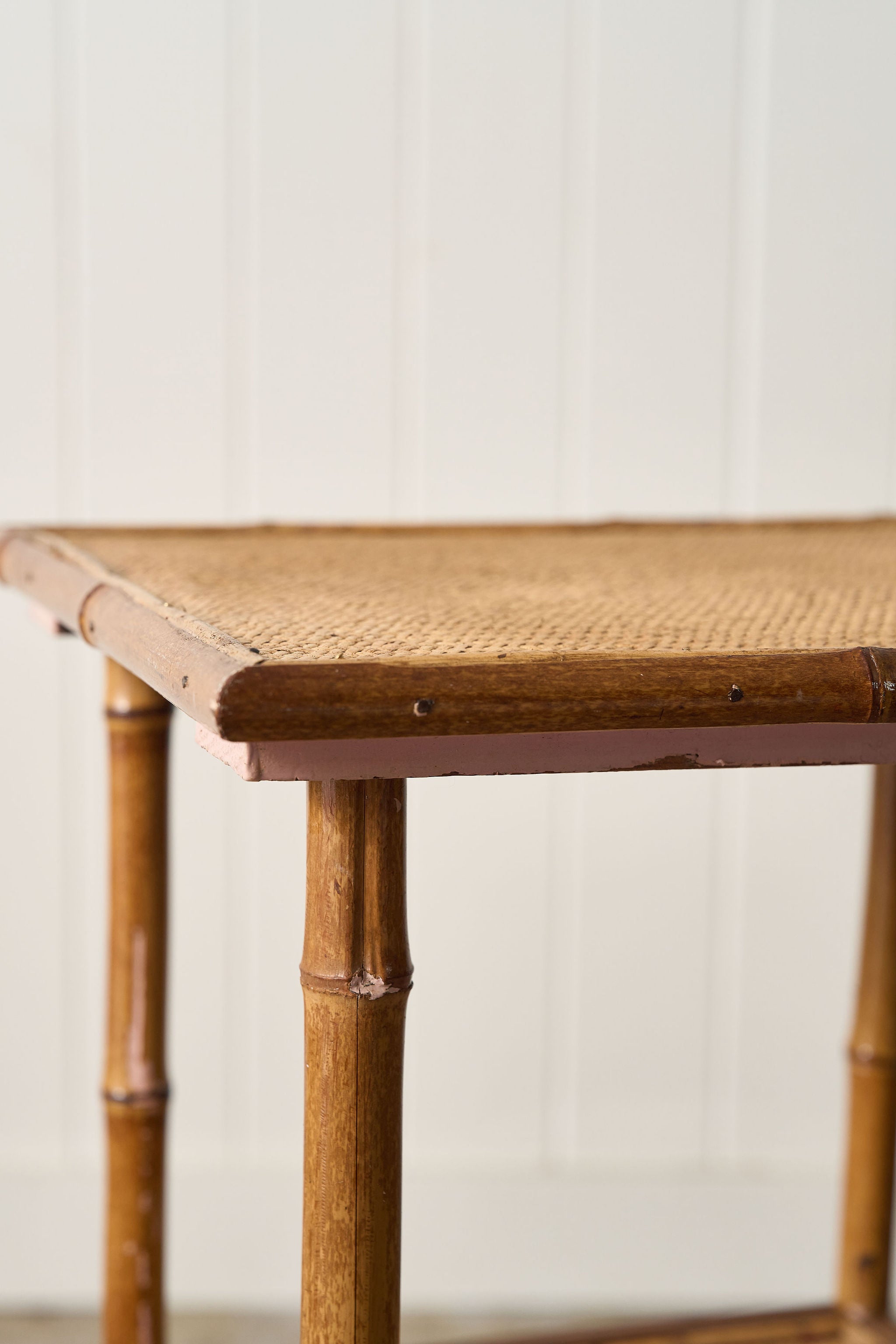 Antique Bamboo Two Tier Side Table
