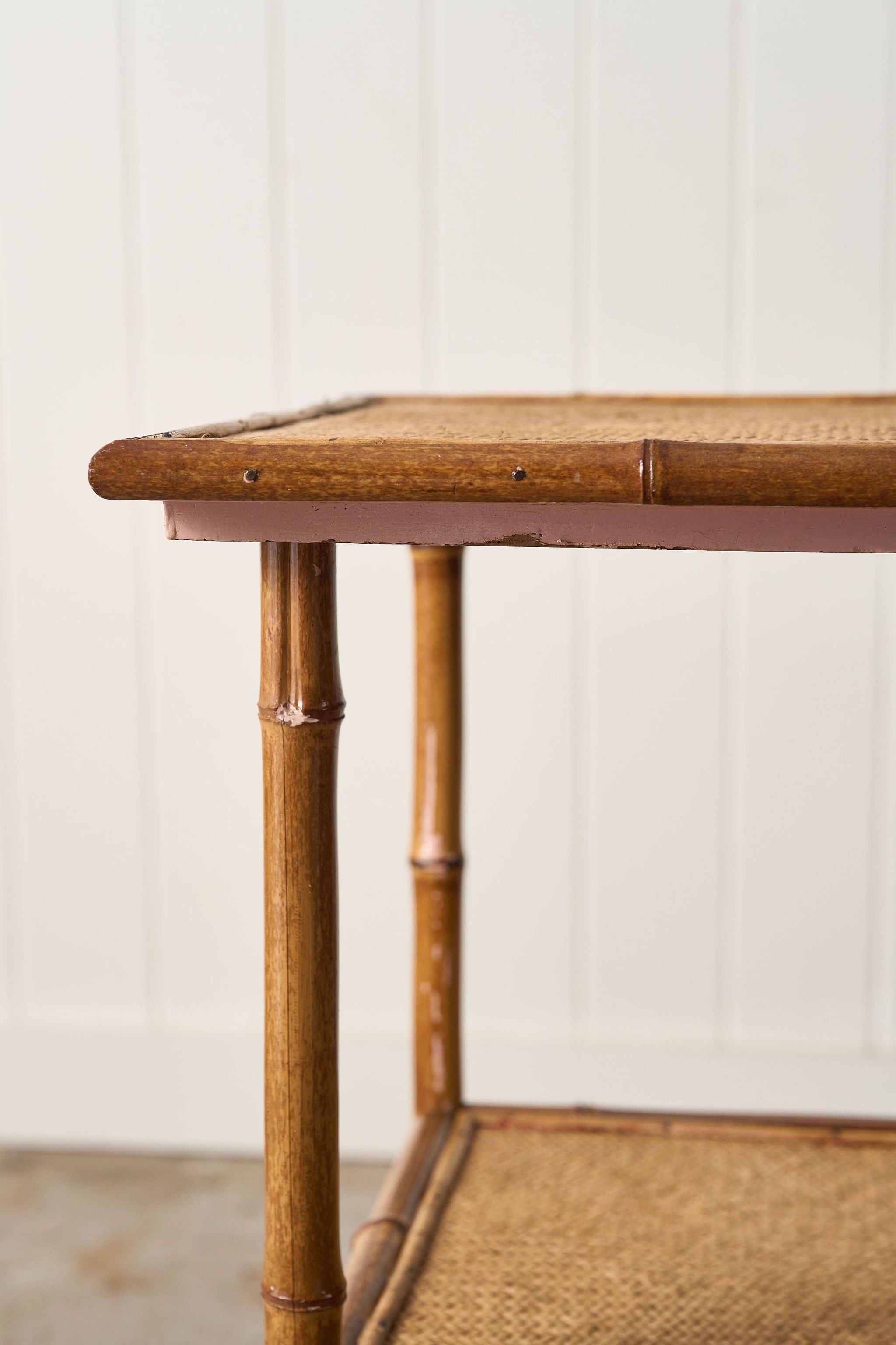 Antique Bamboo Two Tier Side Table