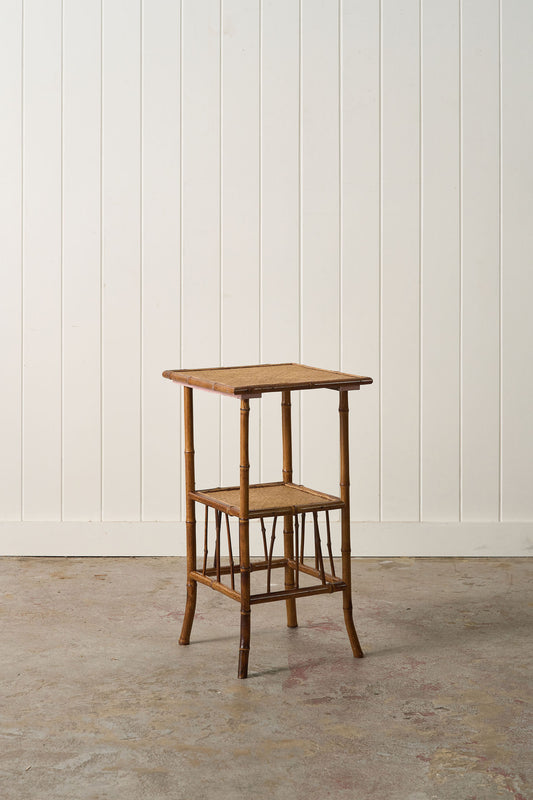 Antique Bamboo Two Tier Side Table