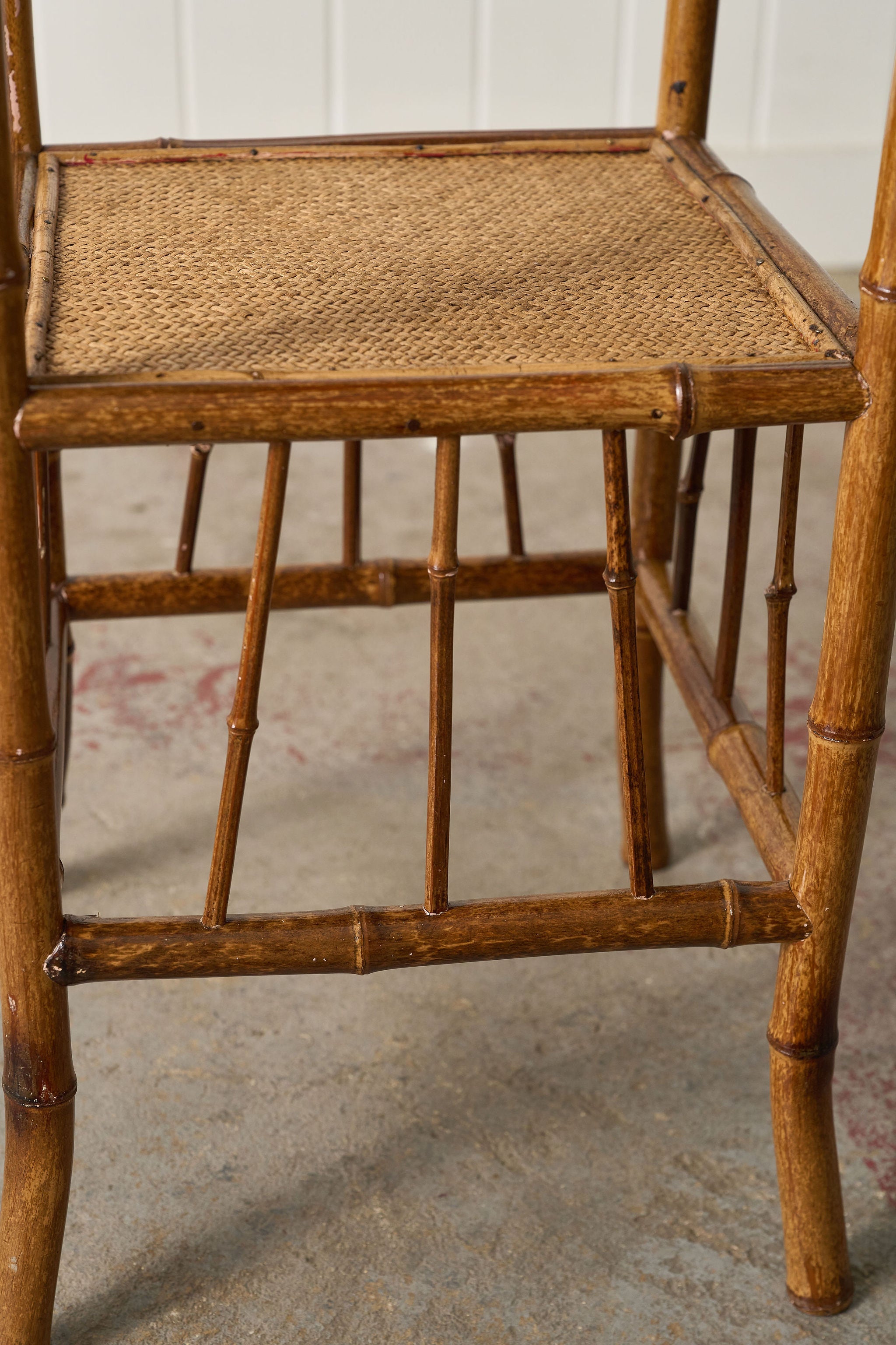 Antique Bamboo Two Tier Side Table