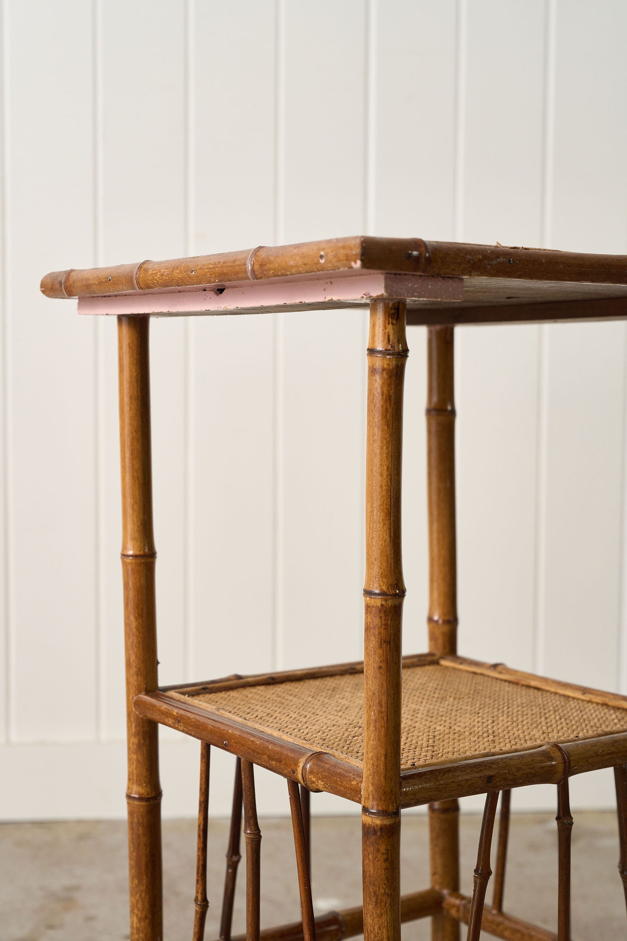 Antique Bamboo Two Tier Side Table