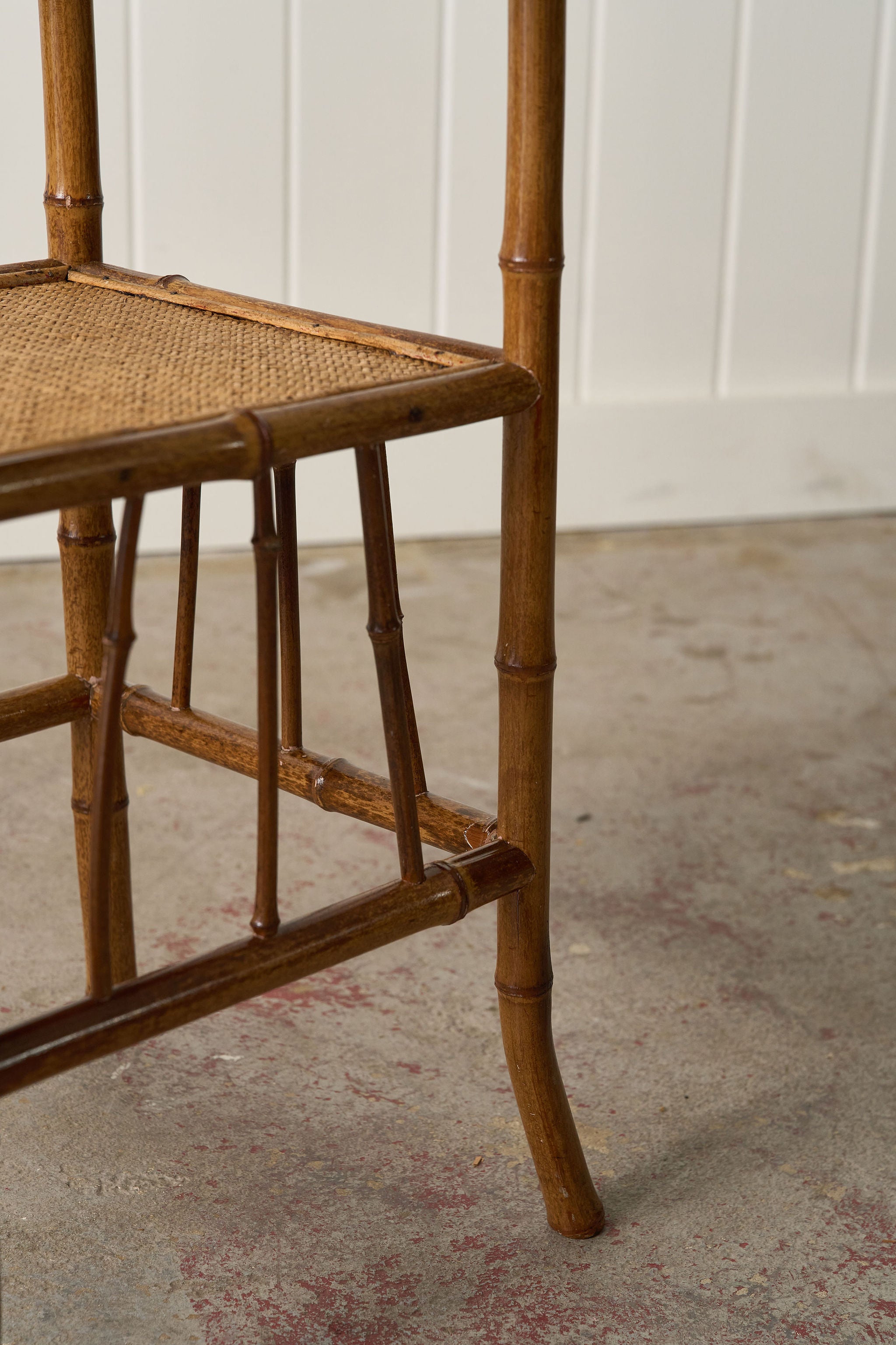 Antique Bamboo Two Tier Side Table