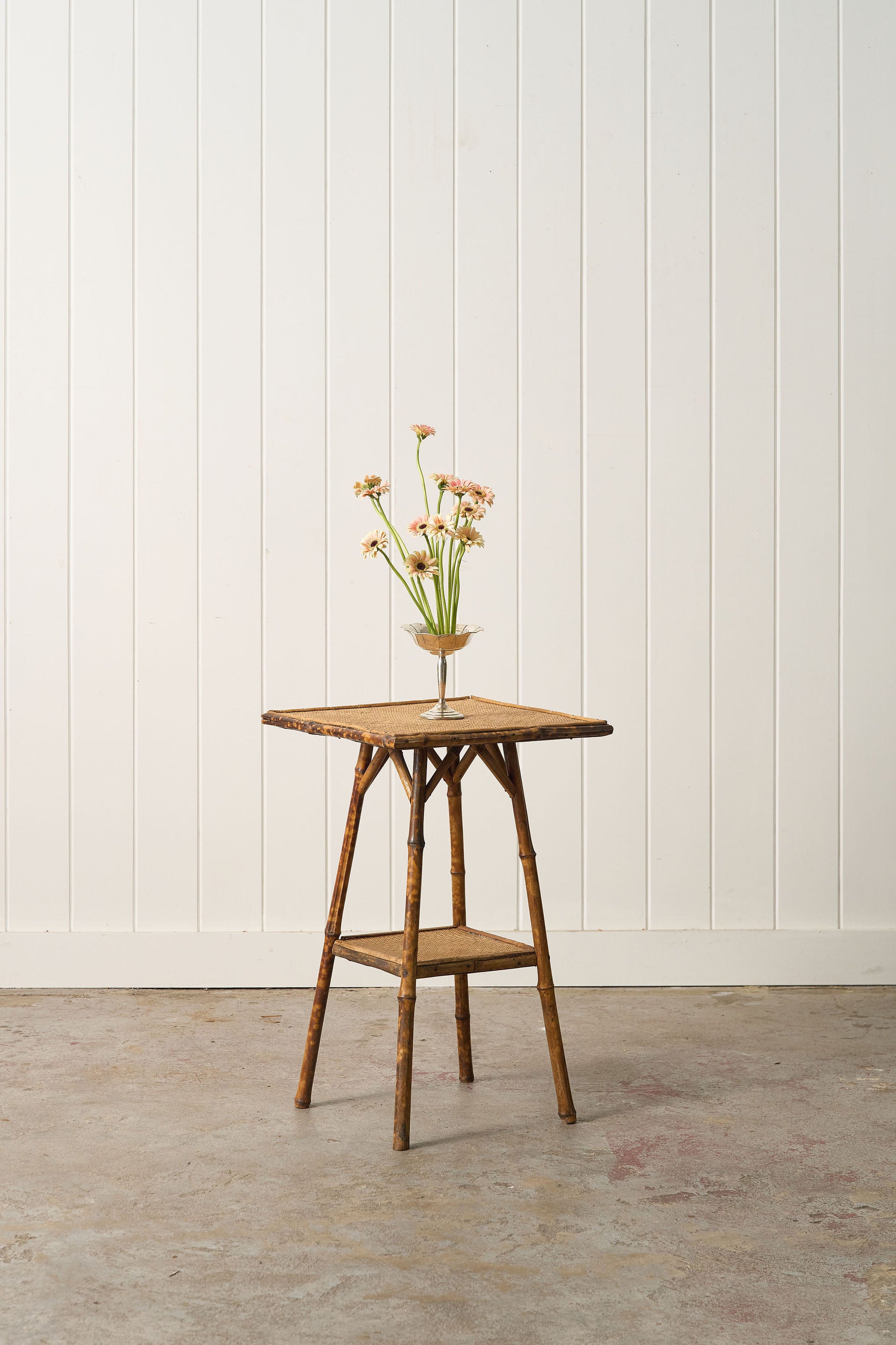 19th Century Tortoise Bamboo Two Tier Single Side Table