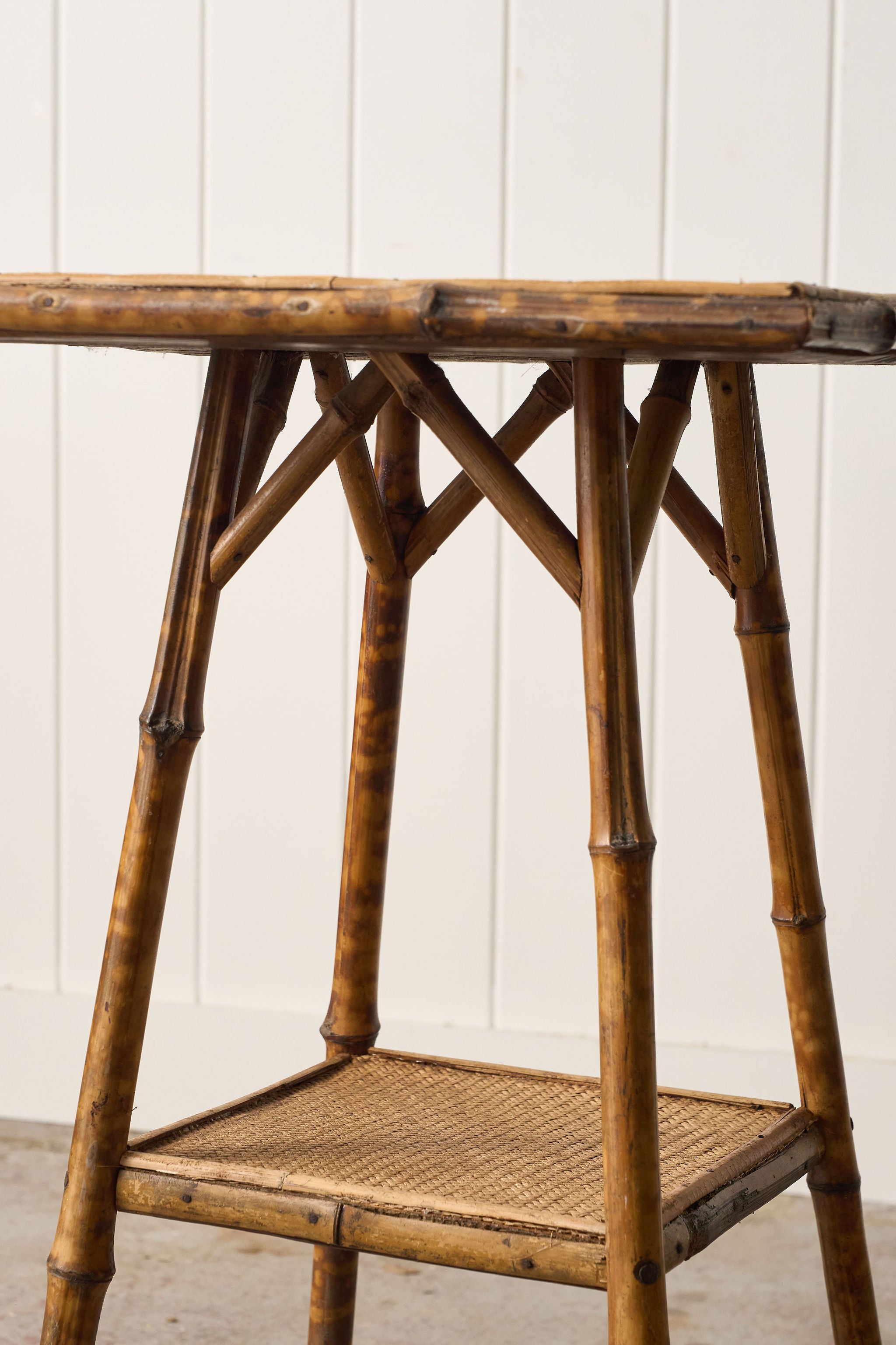 19th Century Tortoise Bamboo Two Tier Single Side Table