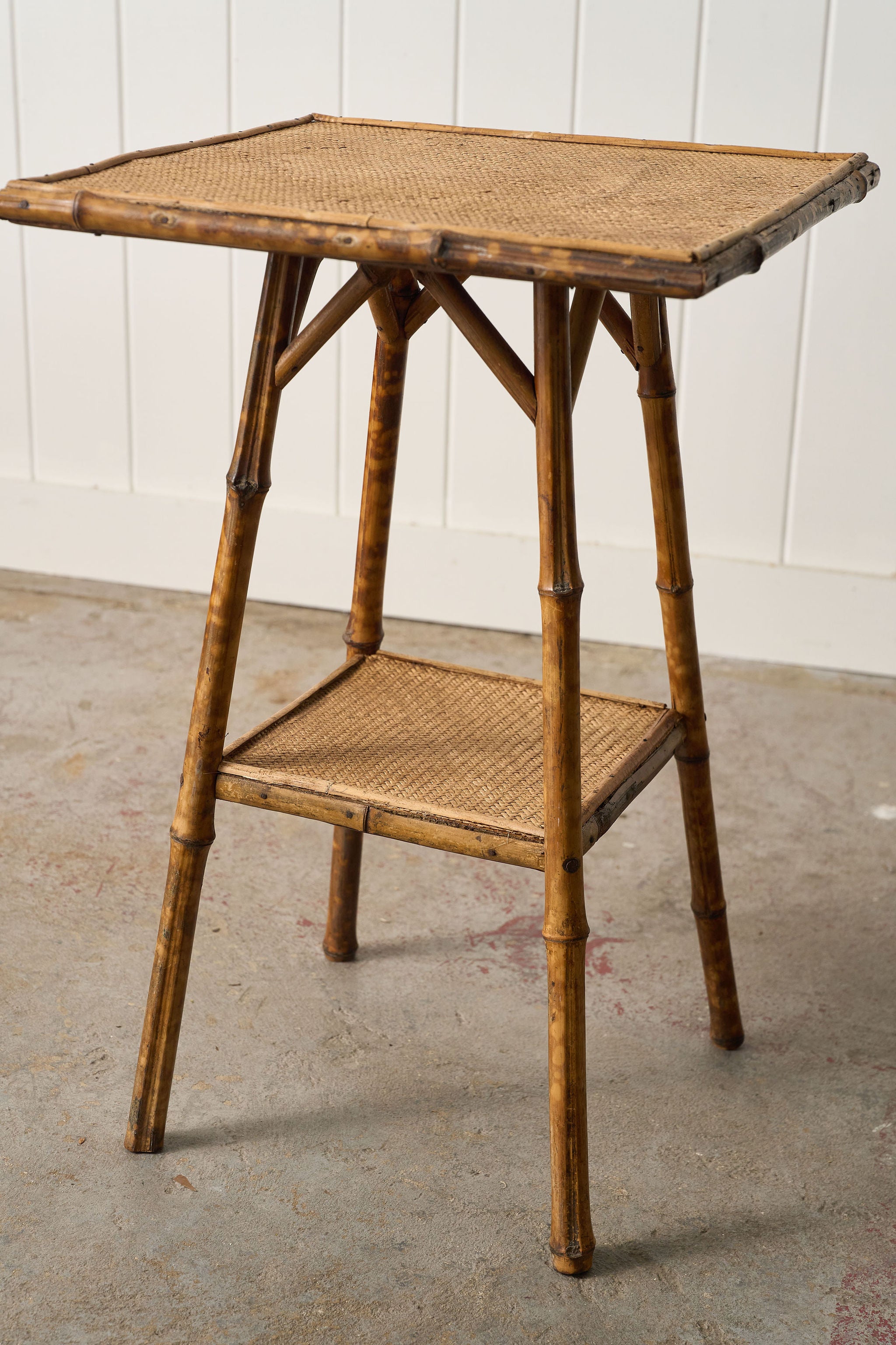 19th Century Tortoise Bamboo Two Tier Single Side Table