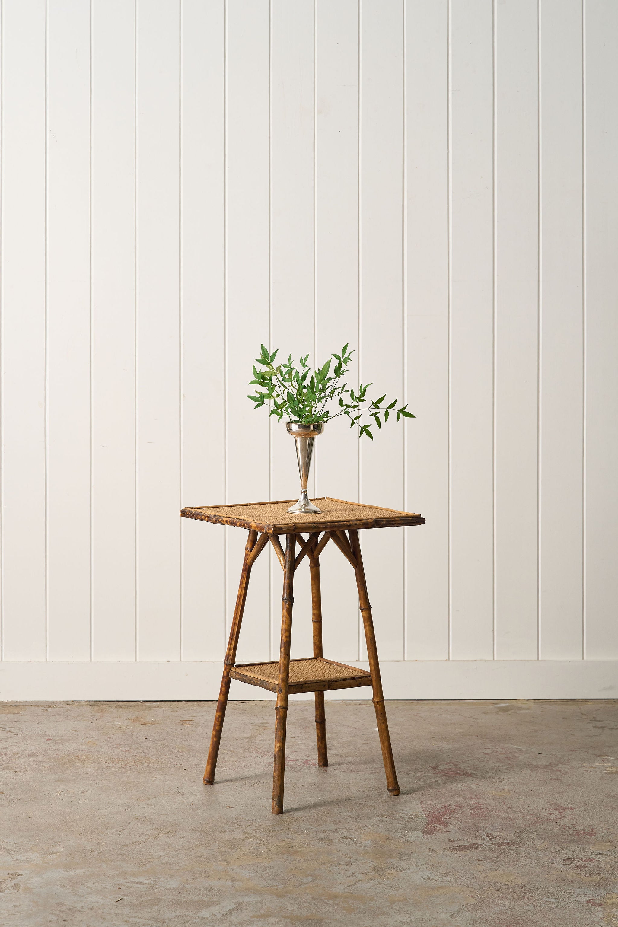 19th Century Tortoise Bamboo Two Tier Single Side Table