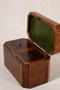 Load image into Gallery viewer, 19th Century English Mahogany Tea Caddy with Satinwood Inlay and Intact Interior Compartments
