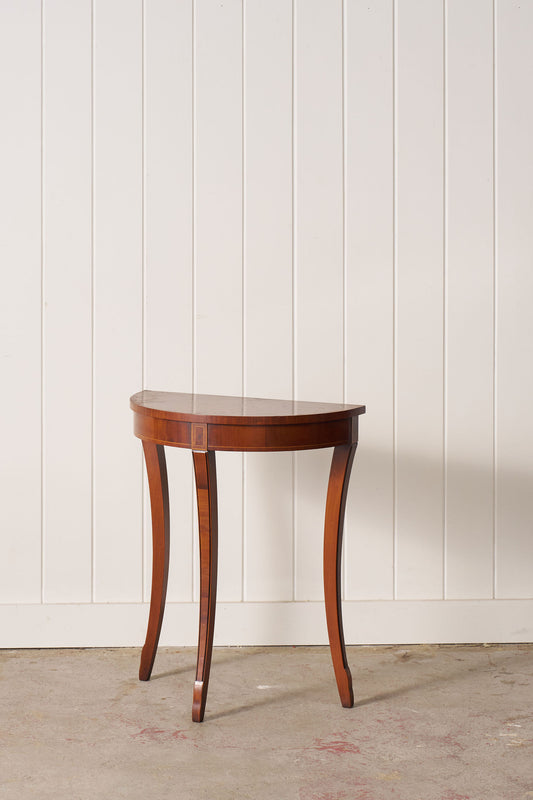 Edwardian Petite Elm & Yewwood Demilune (c. 1910)
