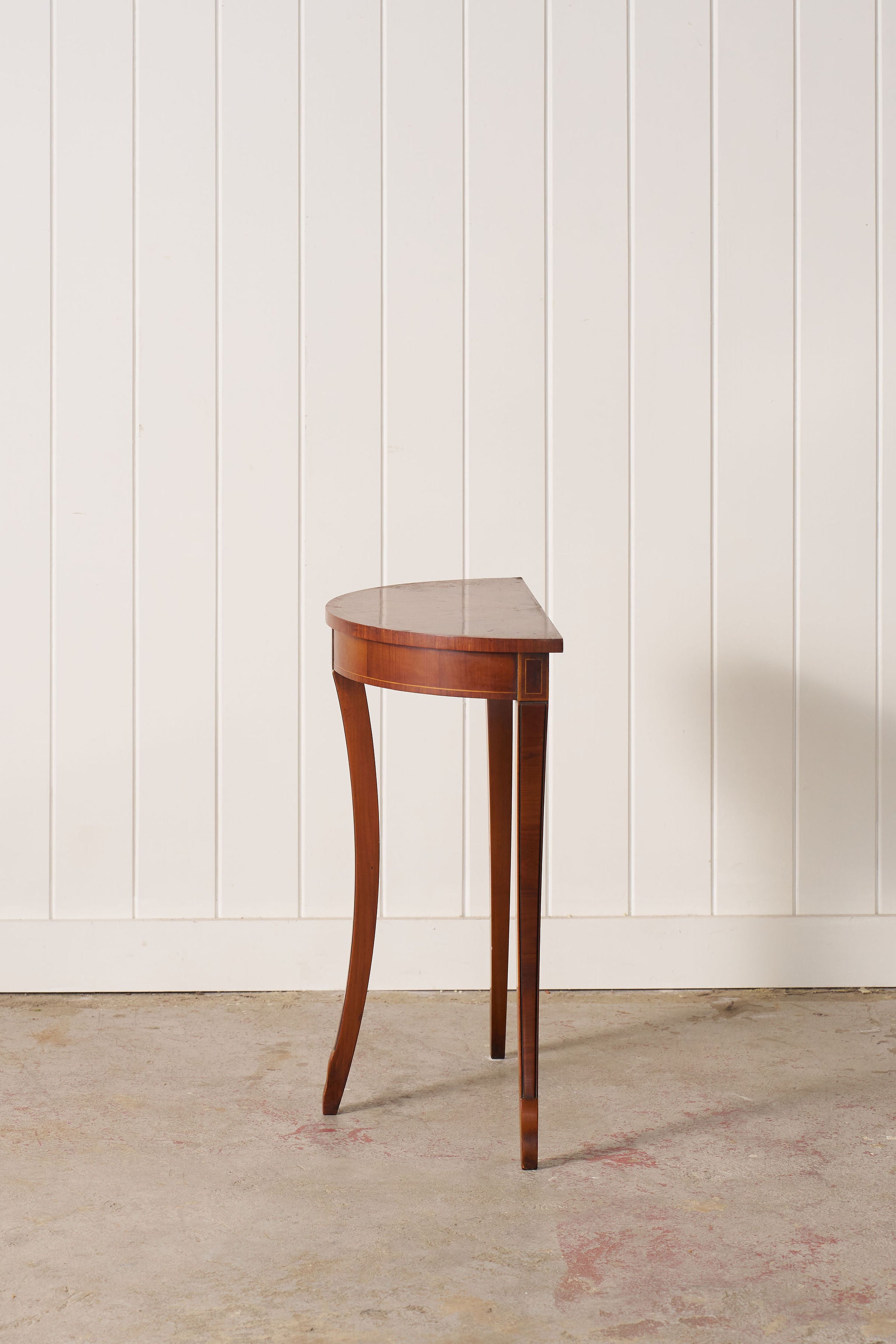 Edwardian Petite Elm & Yewwood Demilune (c. 1910)