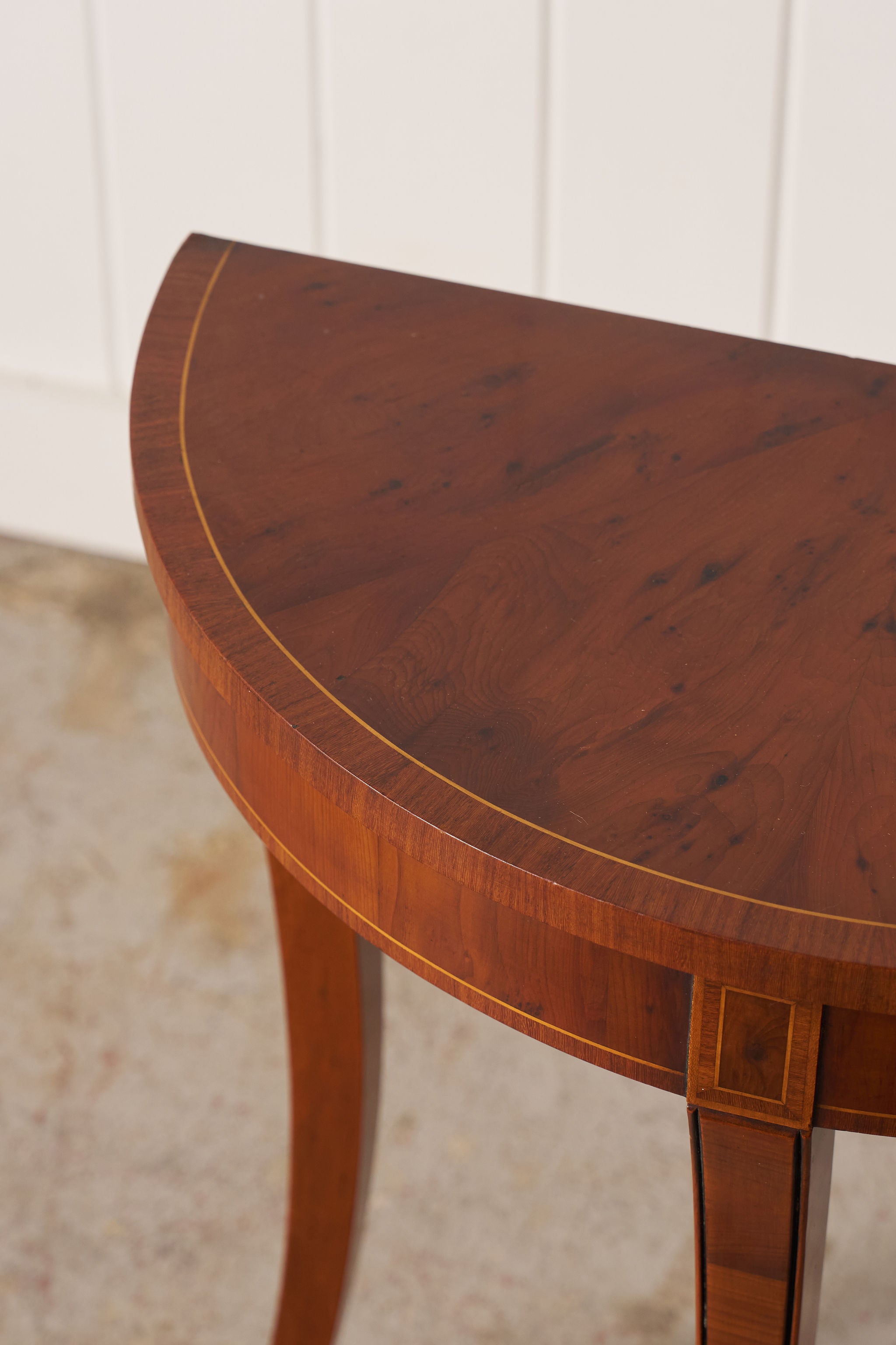 Edwardian Petite Elm & Yewwood Demilune (c. 1910)
