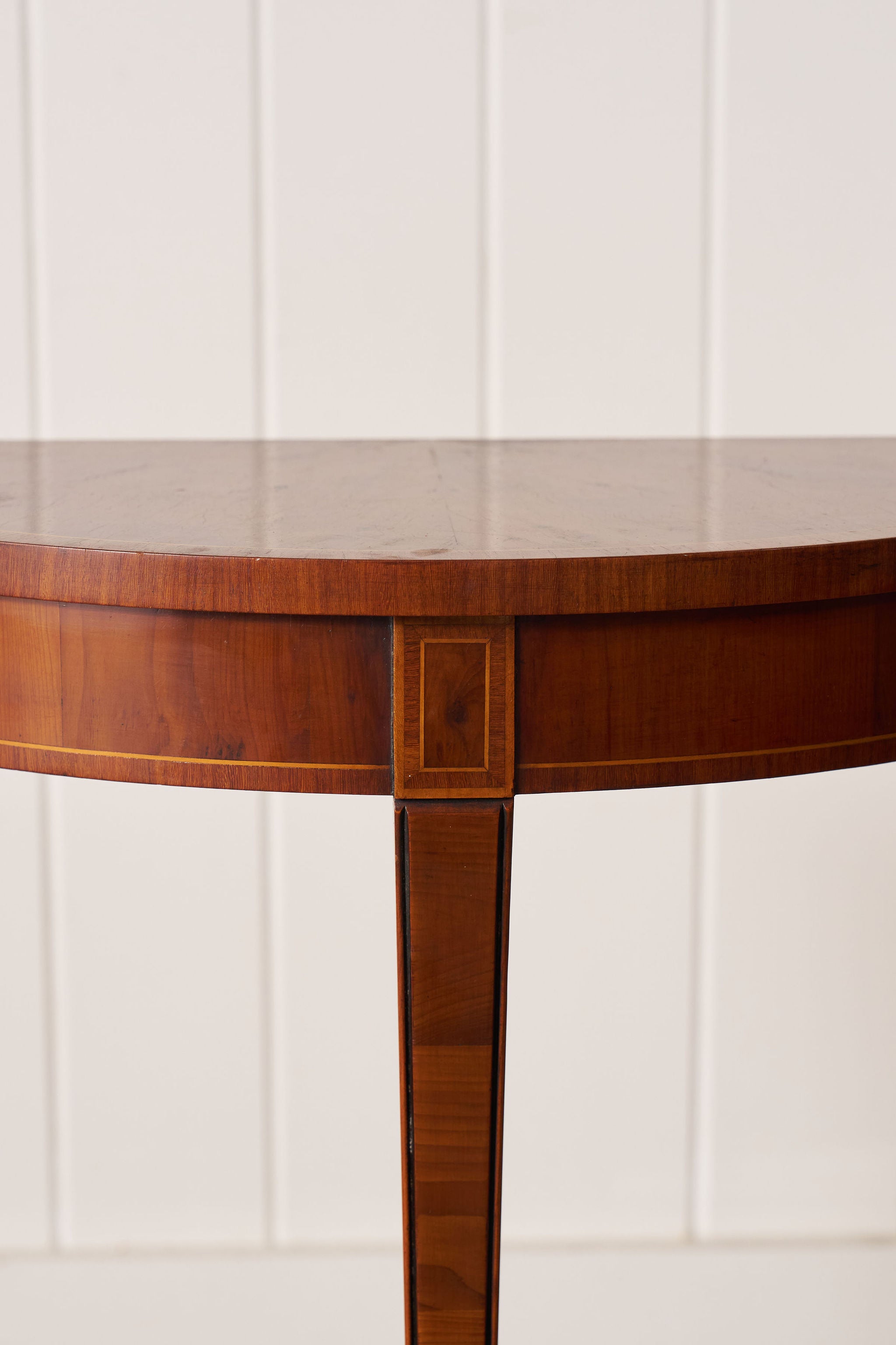 Edwardian Petite Elm & Yewwood Demilune (c. 1910)