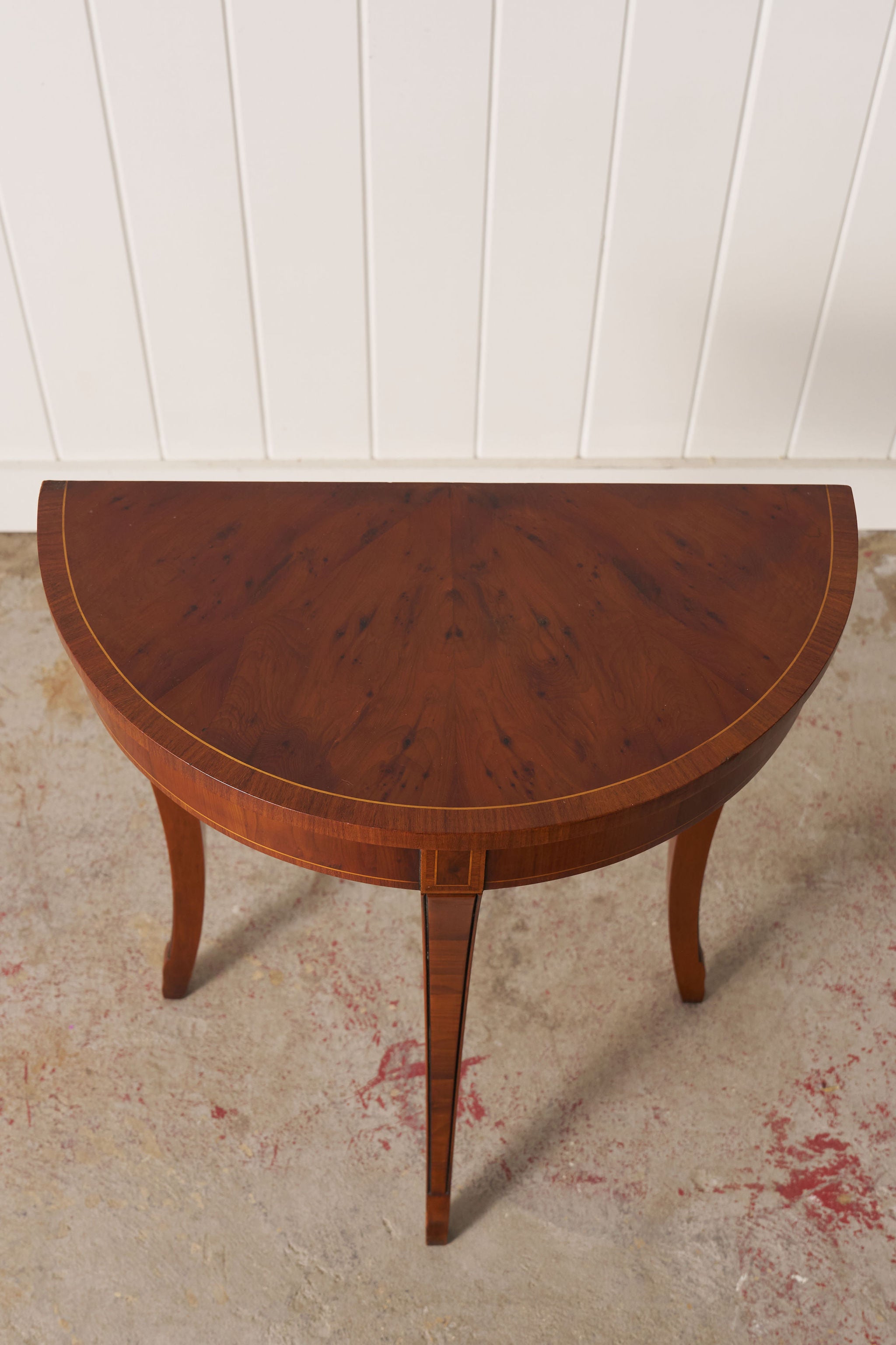 Edwardian Petite Elm & Yewwood Demilune (c. 1910)