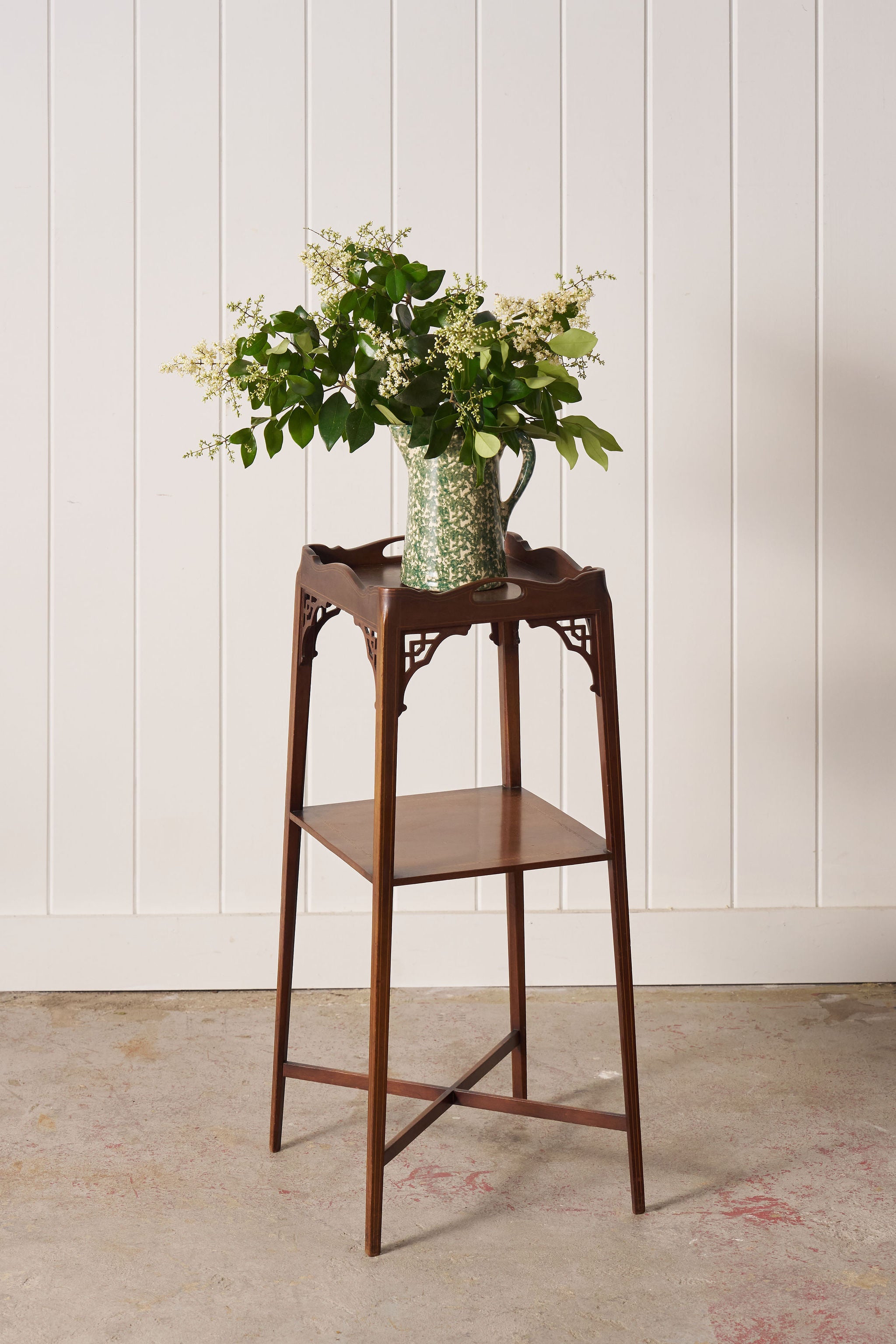 Edwardian Two Tier Scalloped Tray Top Side Table