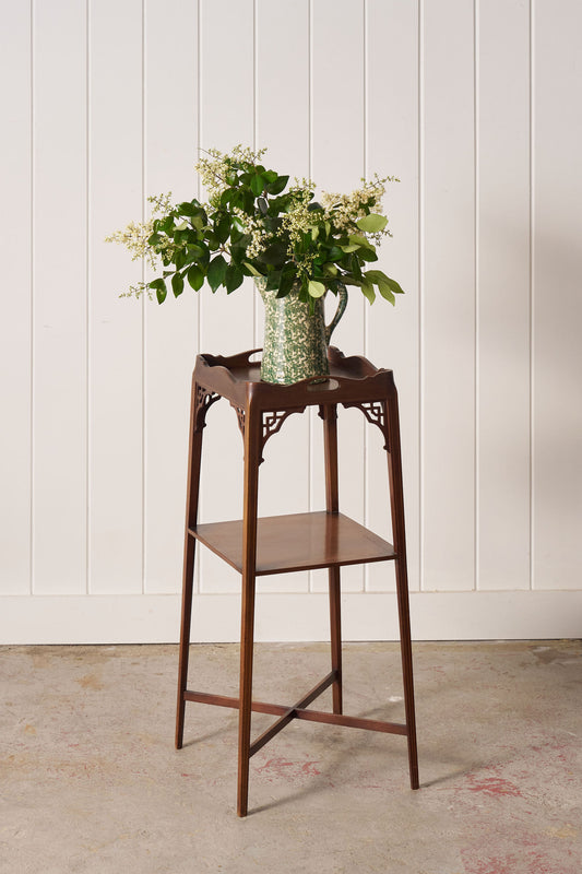 Edwardian Two Tier Scalloped Tray Top Side Table