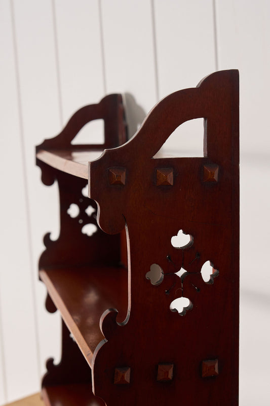 Petite Arts and Crafts 3-Tiered Walnut Wall Shelf (c. 1900)