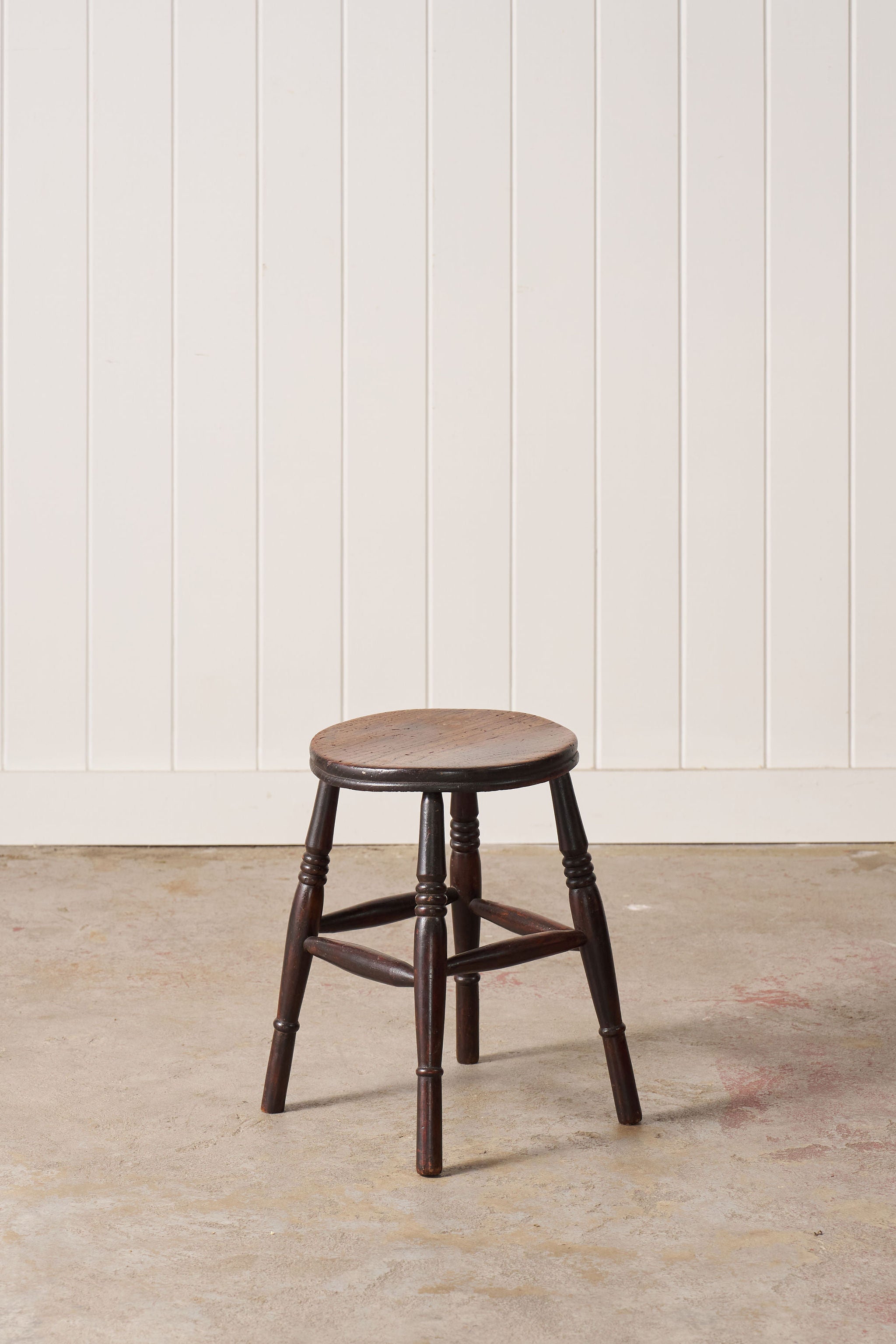 19th Century Oak Joint Stool with Stretchers
