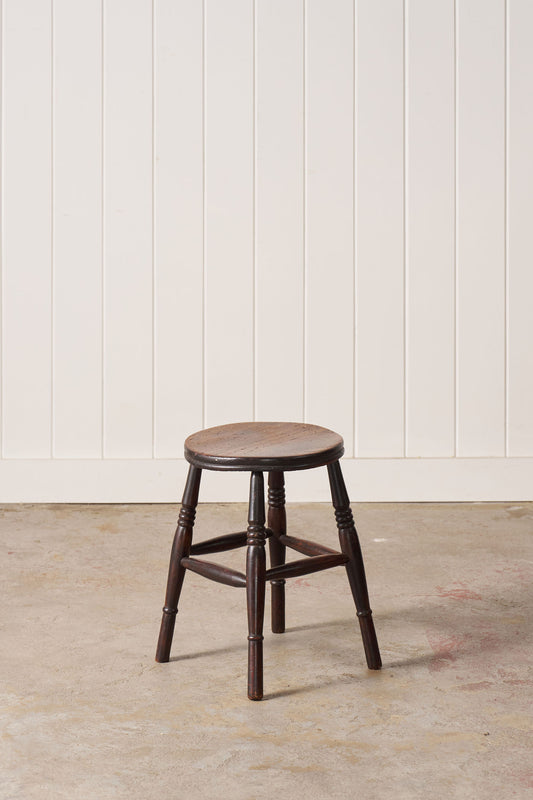 19th Century Oak Joint Stool with Stretchers